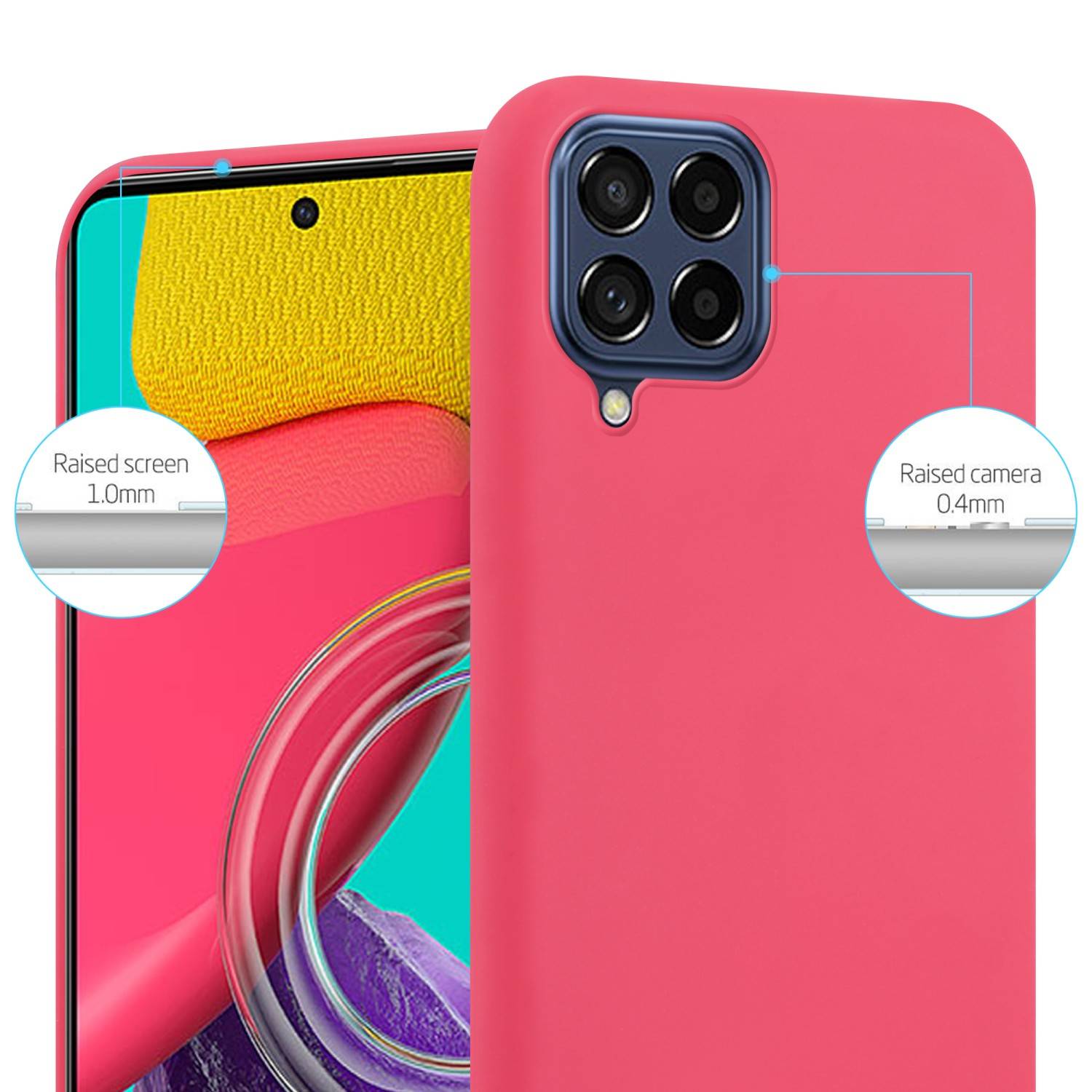Cadorabo Hülle für Samsung Galaxy M53 5G Schutzhülle in Rot Handyhülle TPU Silikon Etui Case Cover