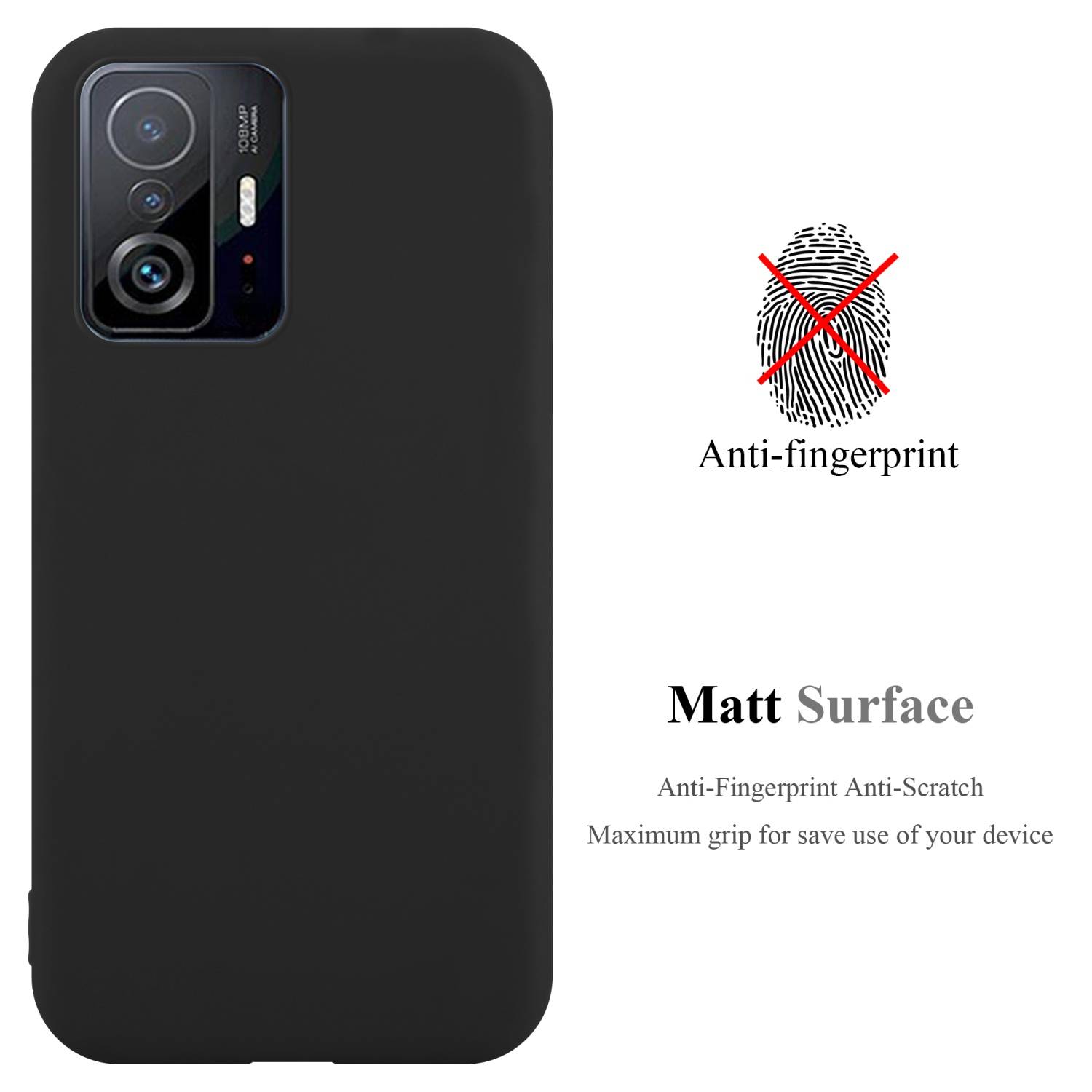 Cadorabo Hülle für Xiaomi 11T / 11T PRO Schutzhülle in Schwarz Handyhülle TPU Silikon Etui Case Cover
