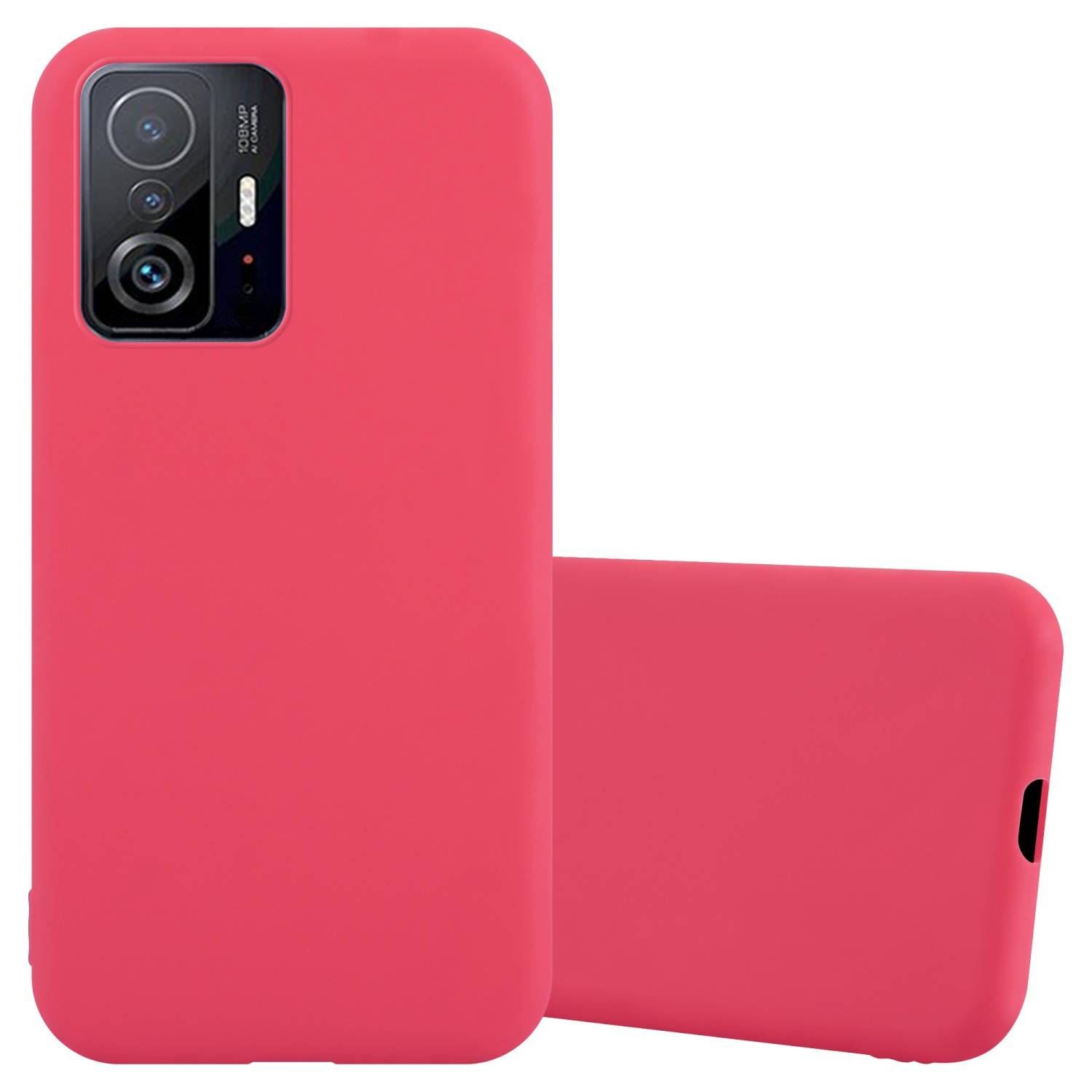 Cadorabo Hülle für Xiaomi 11T / 11T PRO Schutzhülle in Rot Handyhülle TPU Silikon Etui Case Cover