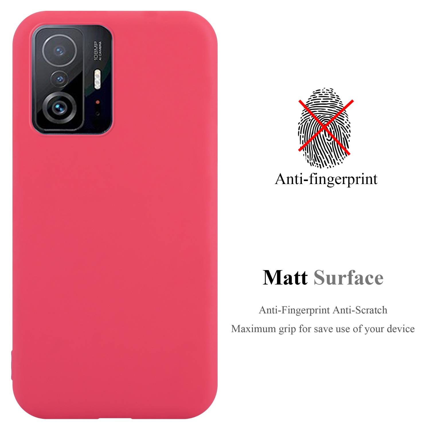 Cadorabo Hülle für Xiaomi 11T / 11T PRO Schutzhülle in Rot Handyhülle TPU Silikon Etui Case Cover