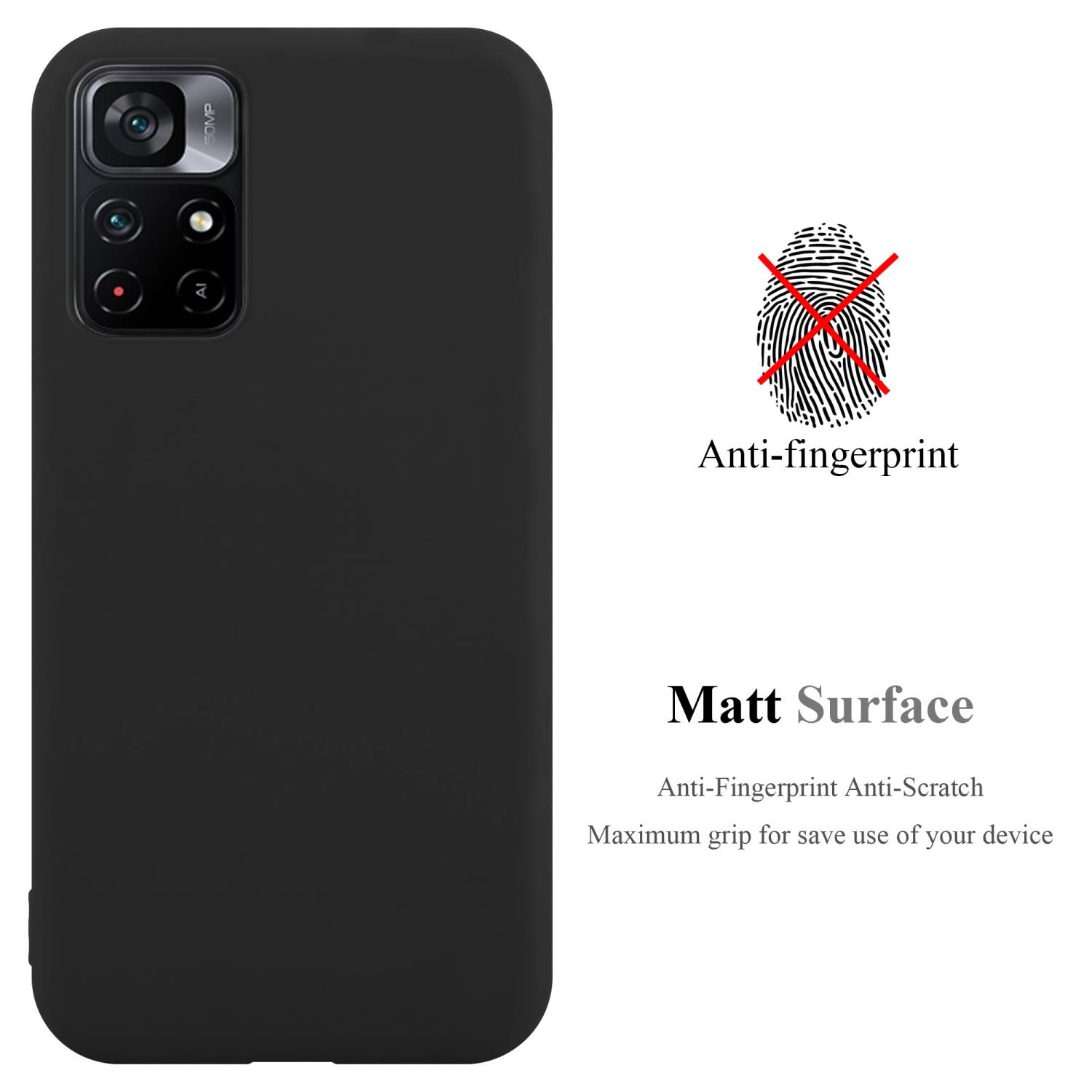 Cadorabo Hülle für Xiaomi POCO M4 PRO 5G Schutzhülle in Schwarz Handyhülle TPU Silikon Etui Case Cover