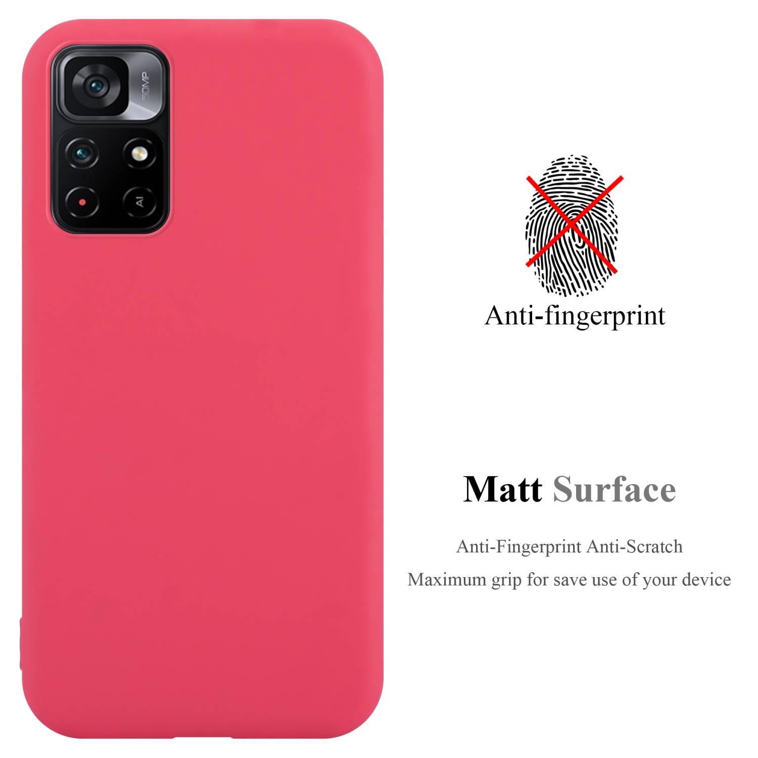 Cadorabo Hülle für Xiaomi POCO M4 PRO 5G Schutzhülle in Rot Handyhülle TPU Silikon Etui Case Cover