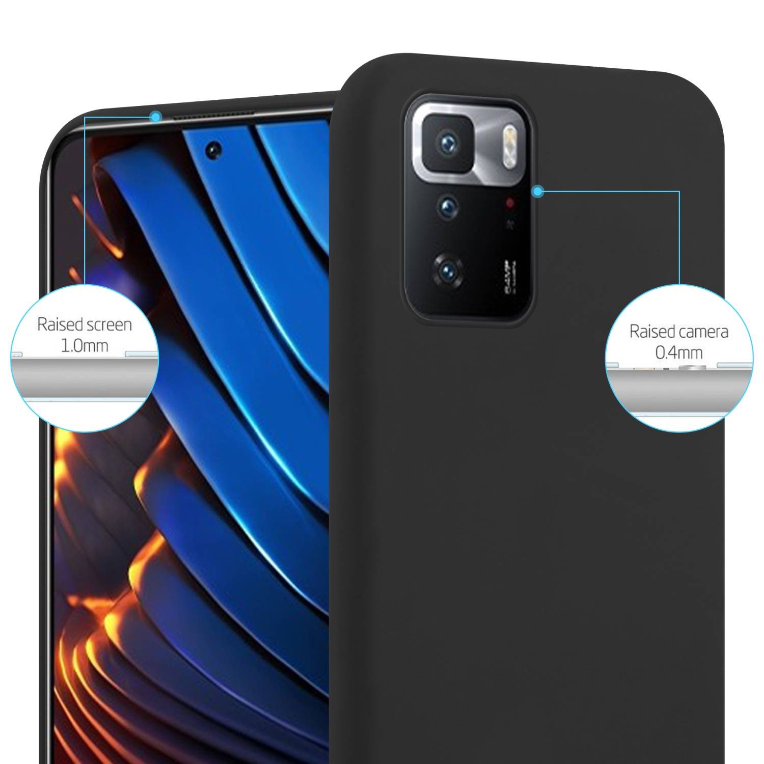 Cadorabo Hülle für Xiaomi POCO X3 GT Schutzhülle in Schwarz Handyhülle TPU Silikon Etui Case Cover