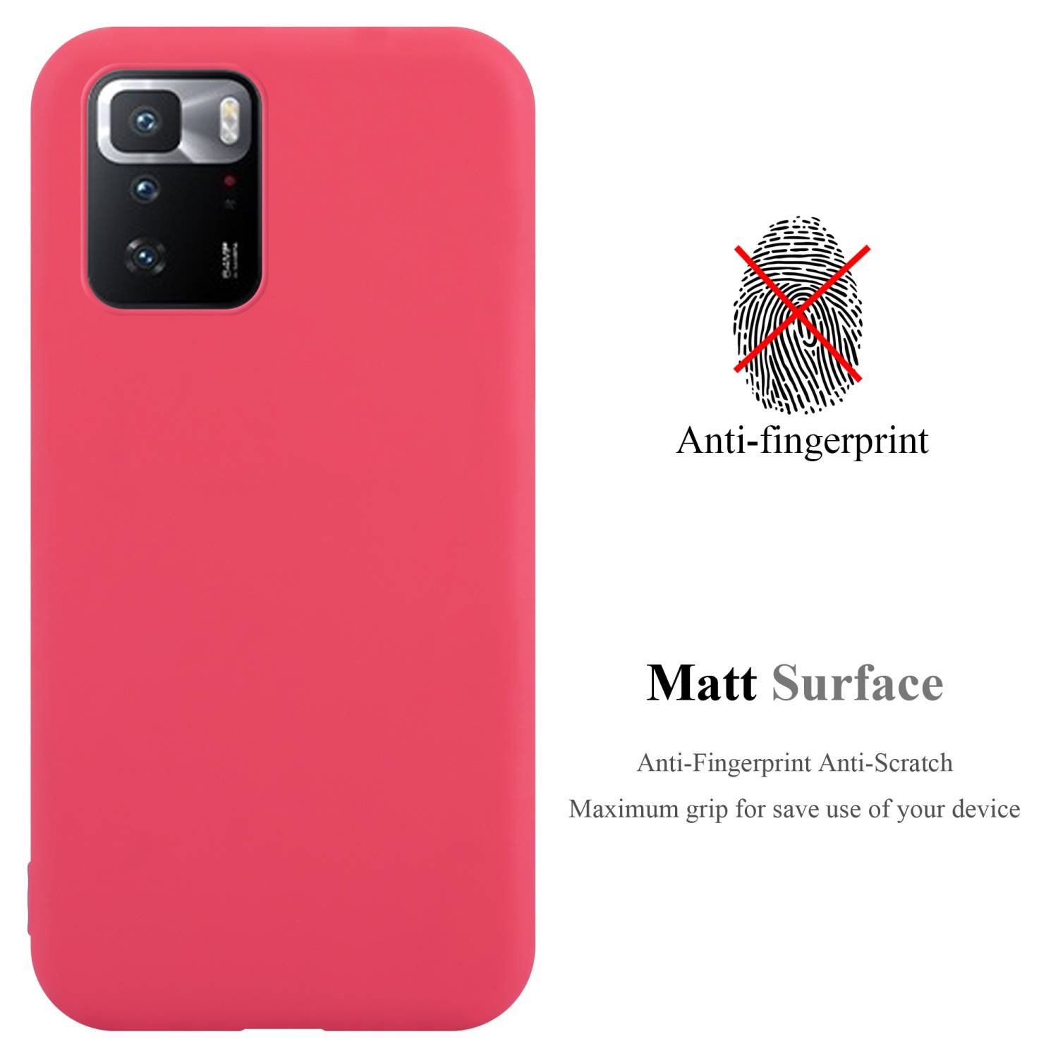 Cadorabo Hülle für Xiaomi POCO X3 GT Schutzhülle in Rot Handyhülle TPU Silikon Etui Case Cover