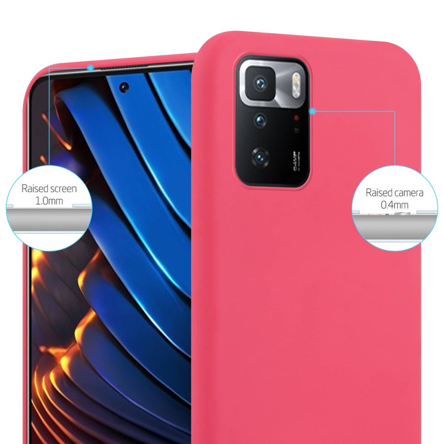 Cadorabo Hülle für Xiaomi POCO X3 GT Schutzhülle in Rot Handyhülle TPU Silikon Etui Case Cover