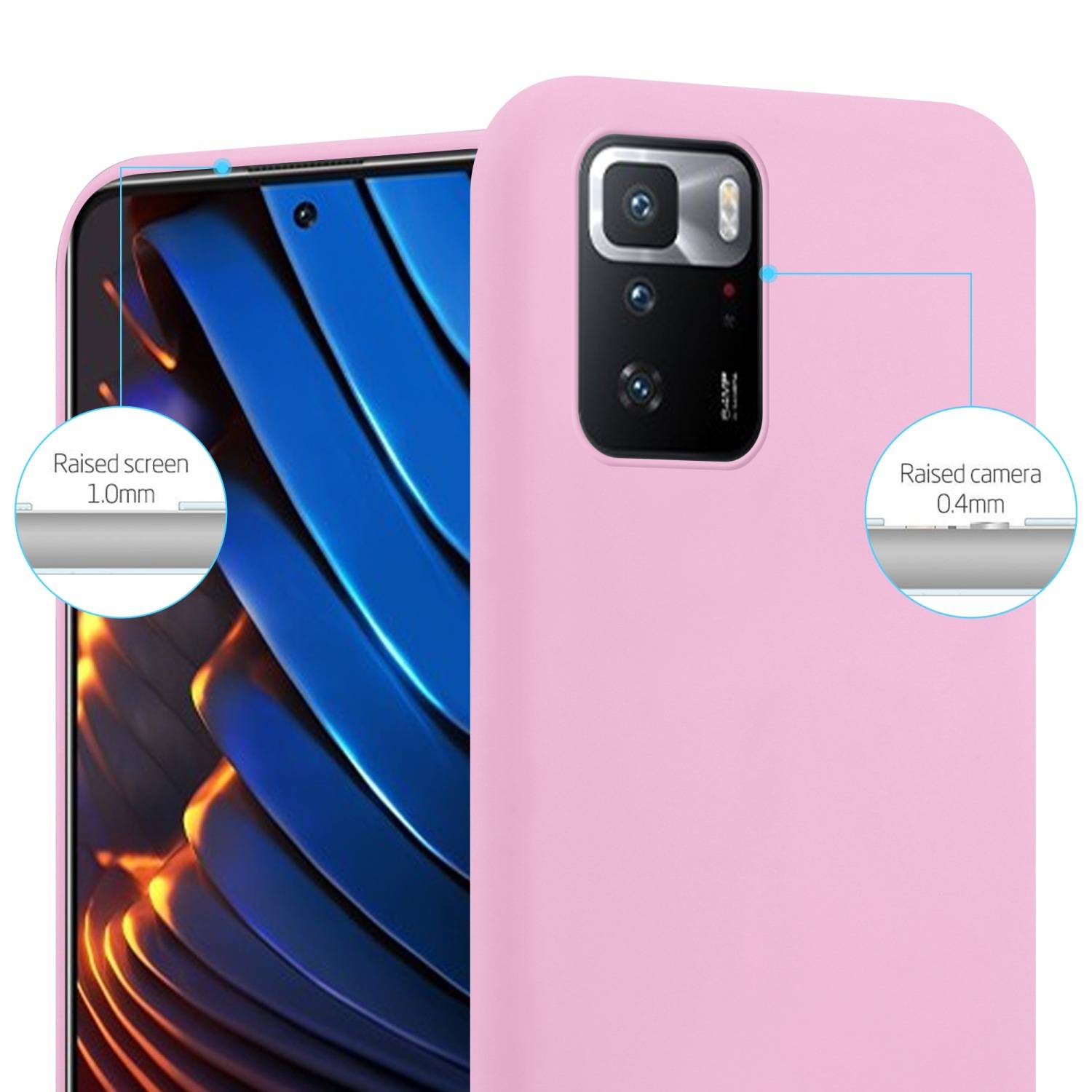 Cadorabo Hülle für Xiaomi POCO X3 GT Schutzhülle in Rosa Handyhülle TPU Silikon Etui Case Cover