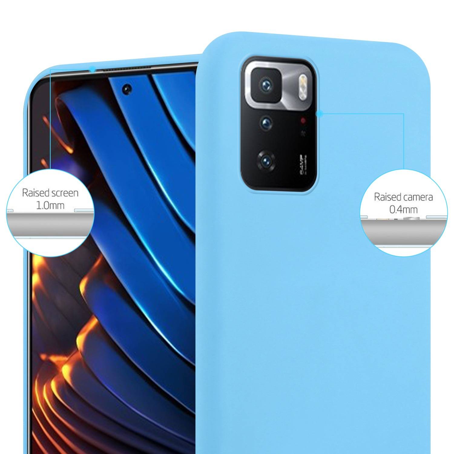 Cadorabo Hülle für Xiaomi POCO X3 GT Schutzhülle in Blau Handyhülle TPU Silikon Etui Case Cover