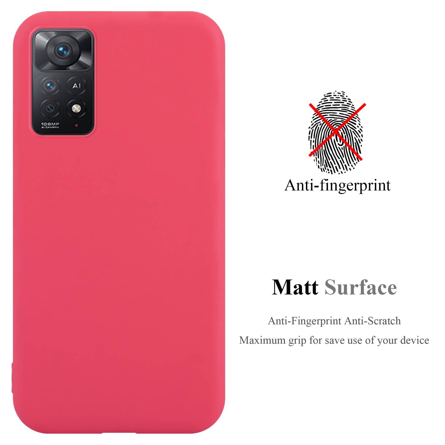 Cadorabo Hülle für Xiaomi RedMi NOTE 11 PRO 4G / 5G Schutzhülle in Rot Handyhülle TPU Silikon Etui Case Cover