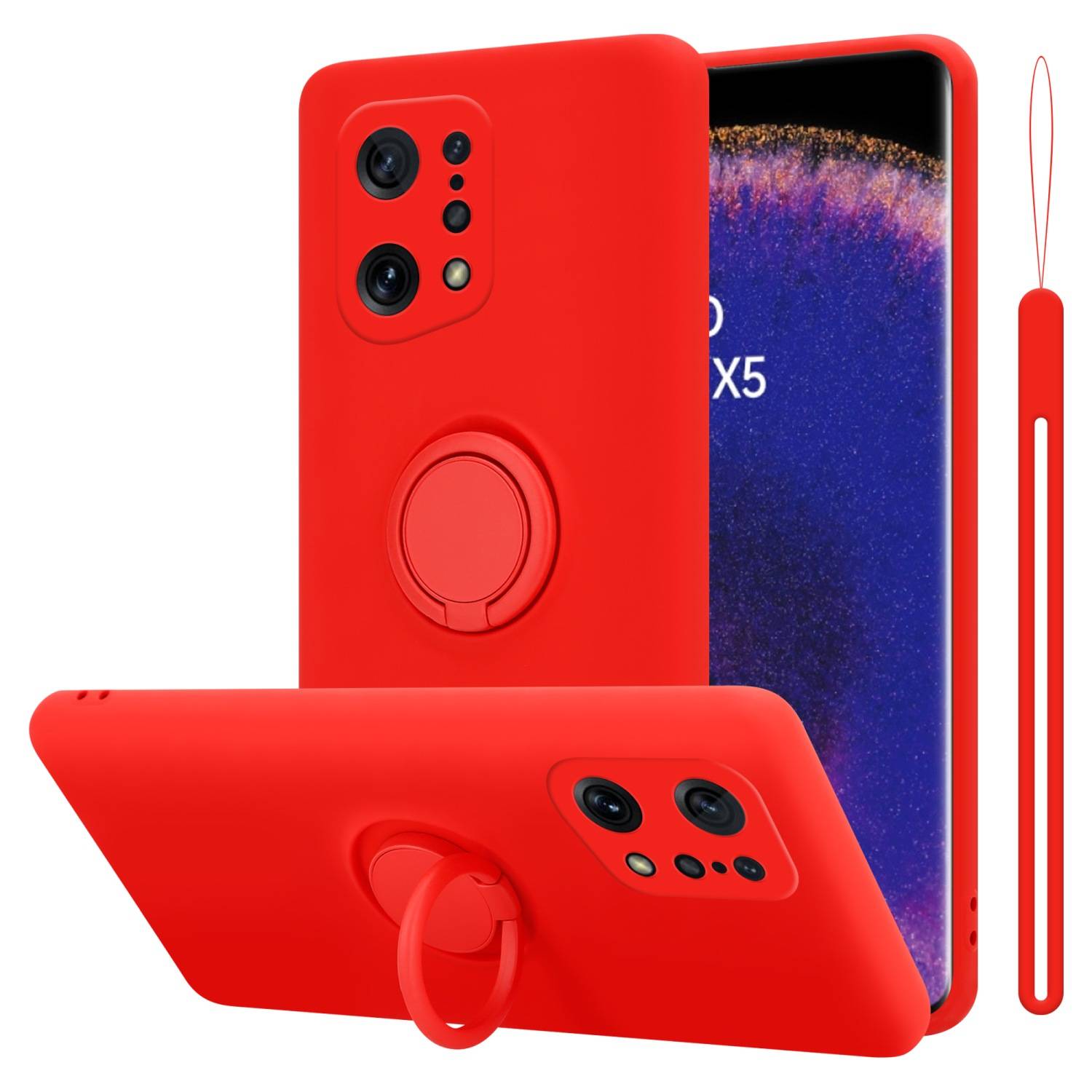 Cadorabo Hülle für Oppo FIND X5 Schutz Hülle in Rot Handyhülle TPU Etui Case Cover