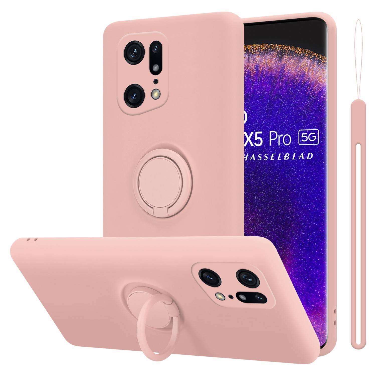 Cadorabo Hülle für Oppo FIND X5 PRO Schutz Hülle in Rosa Handyhülle TPU Etui Case Cover