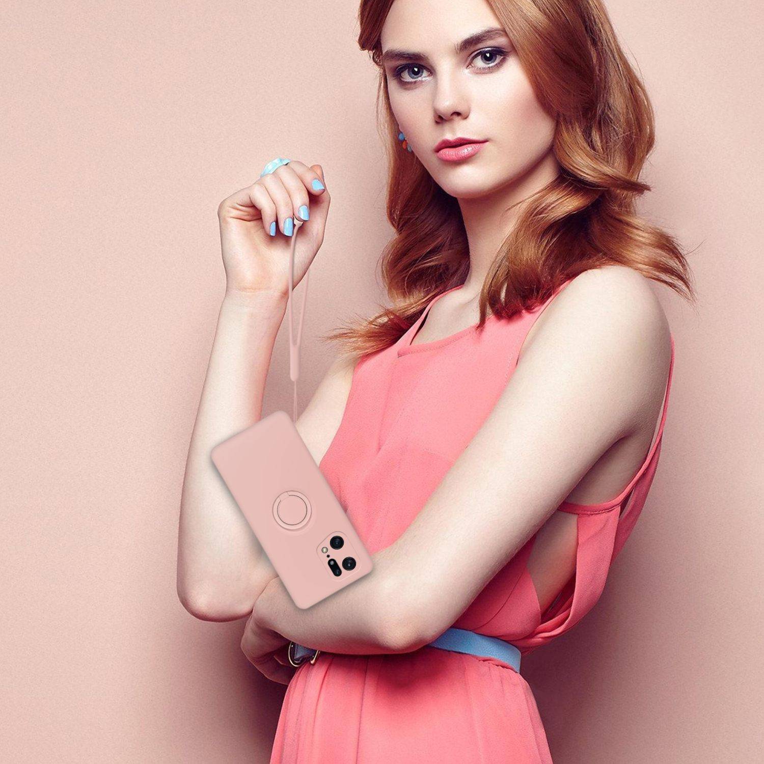 Cadorabo Hülle für Oppo FIND X5 PRO Schutz Hülle in Rosa Handyhülle TPU Etui Case Cover