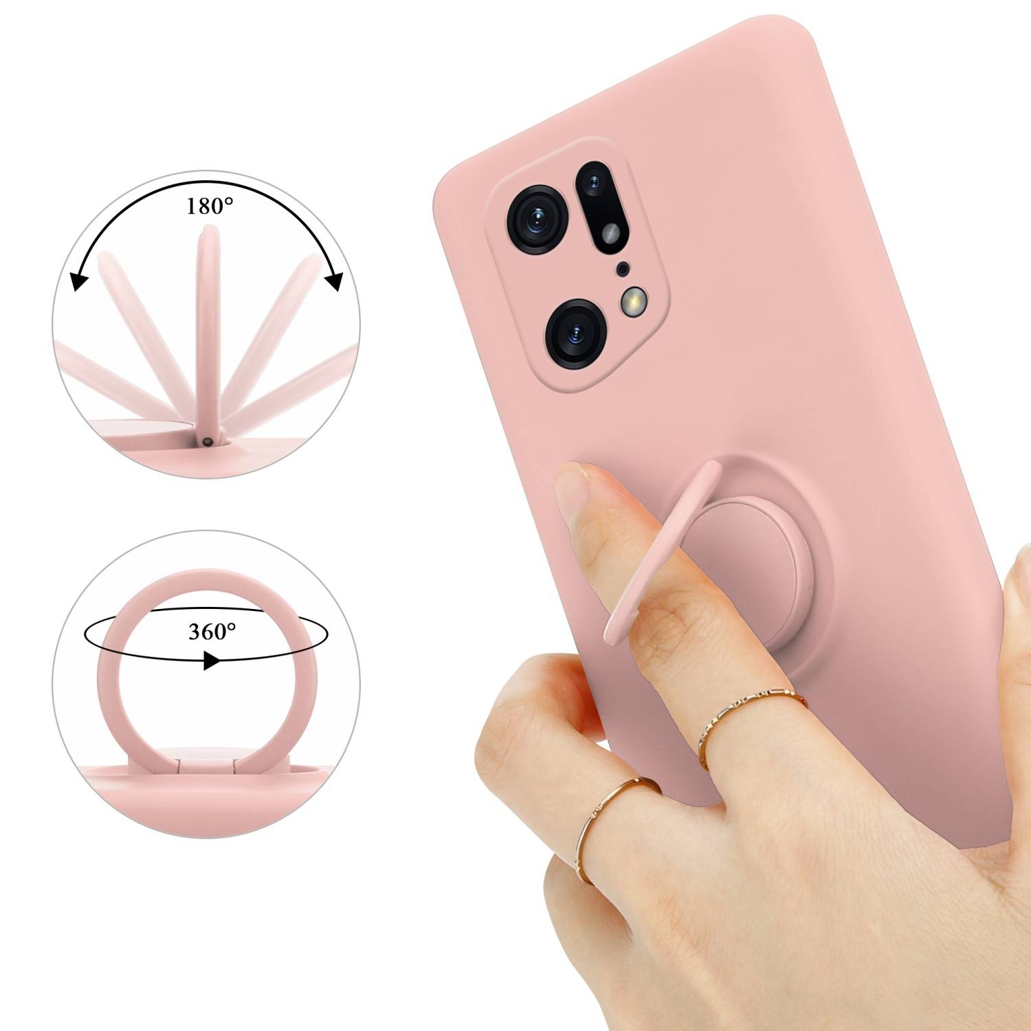 Cadorabo Hülle für Oppo FIND X5 PRO Schutz Hülle in Rosa Handyhülle TPU Etui Case Cover