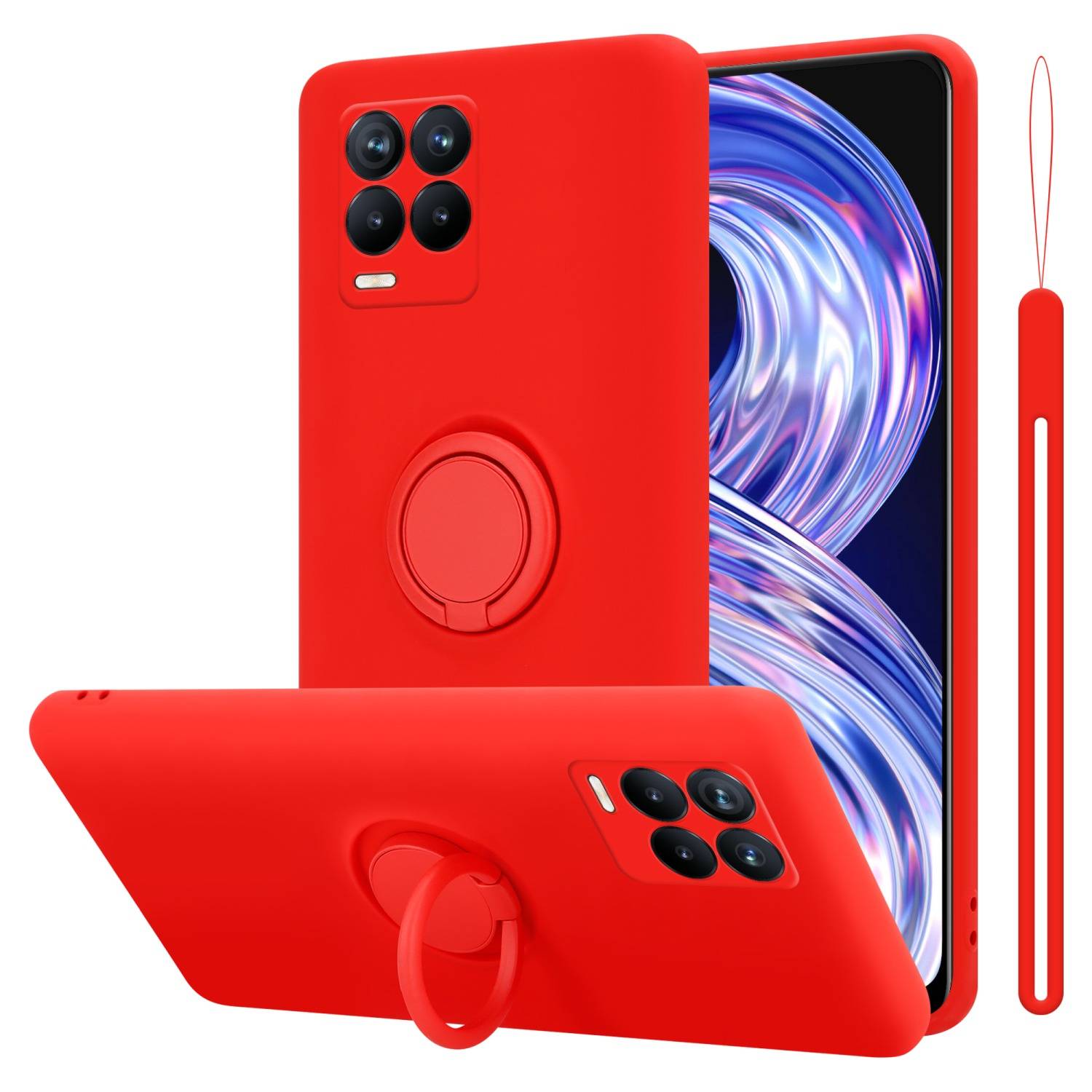 Cadorabo Hülle für Realme 8 4G / 8 PRO Schutz Hülle in Rot Handyhülle TPU Etui Case Cover