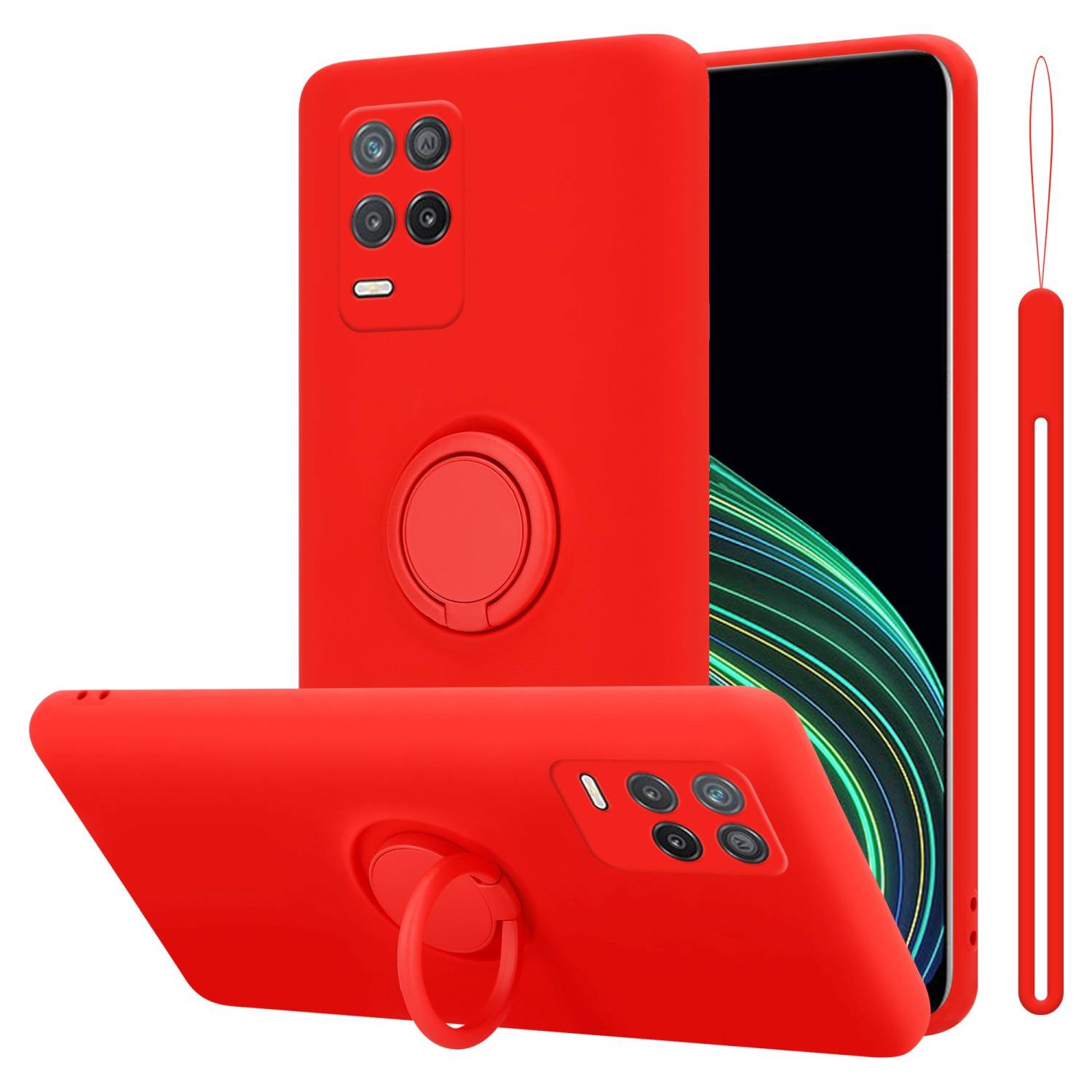 Cadorabo Hülle für Realme 8 5G / V13 / Q3 / Q3i / Narzo 30 5G Schutz Hülle in Rot Handyhülle TPU Etui Case Cover