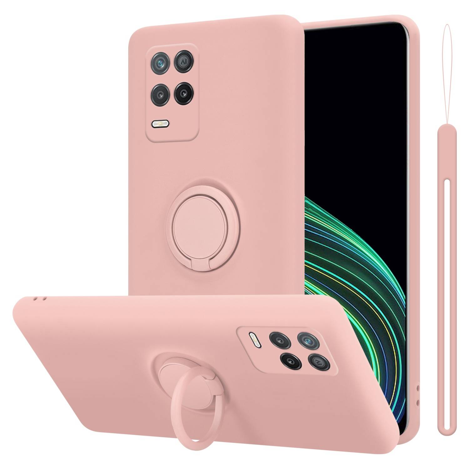 Cadorabo Hülle für Realme 8 5G / V13 / Q3 / Q3i / Narzo 30 5G Schutz Hülle in Rosa Handyhülle TPU Etui Case Cover