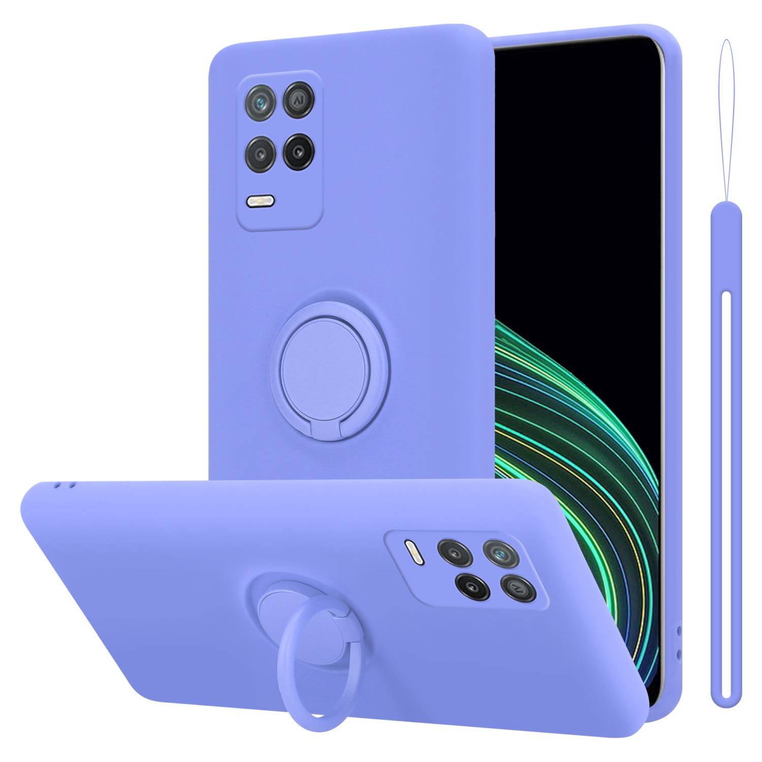 Cadorabo Hülle für Realme 8 5G / V13 / Q3 / Q3i / Narzo 30 5G Schutz Hülle in Lila Handyhülle TPU Etui Case Cover