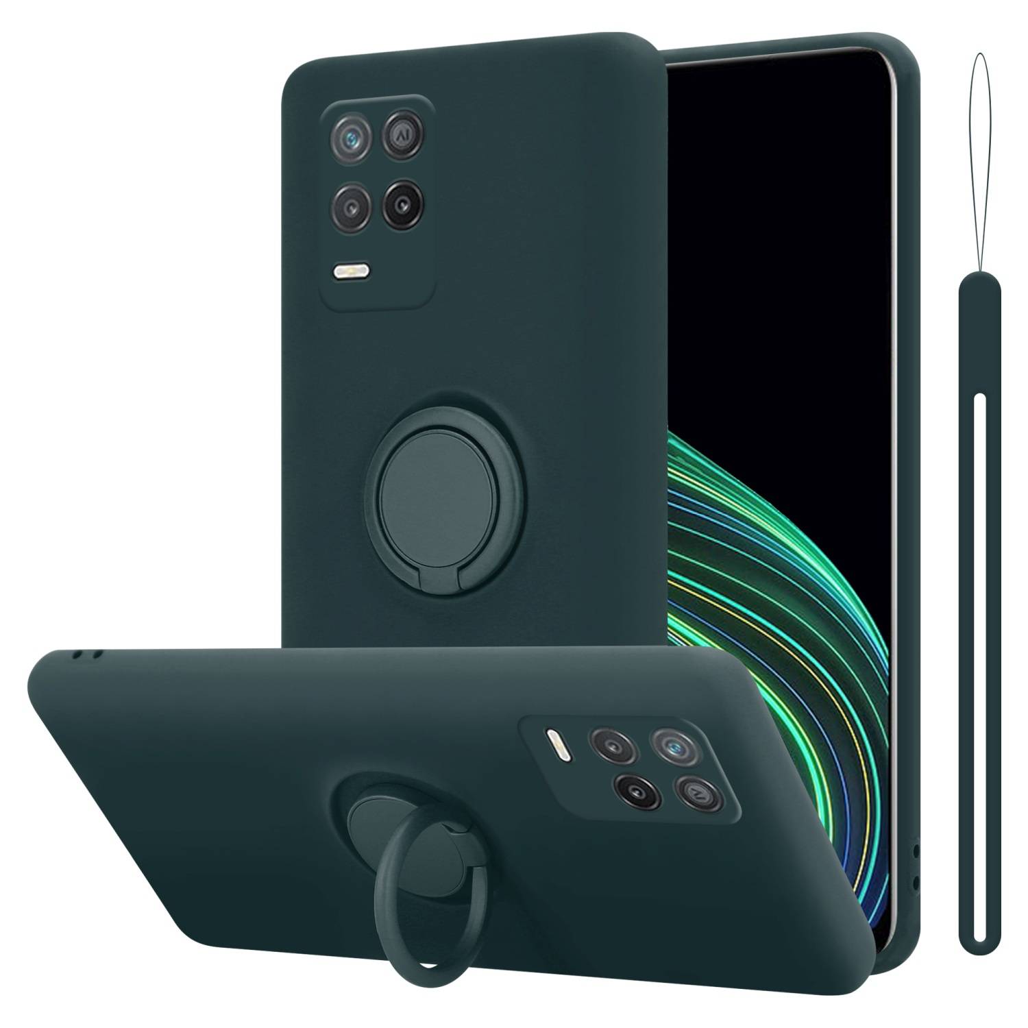 Cadorabo Hülle für Realme 8 5G / V13 / Q3 / Q3i / Narzo 30 5G Schutz Hülle in Grün Handyhülle TPU Etui Case Cover