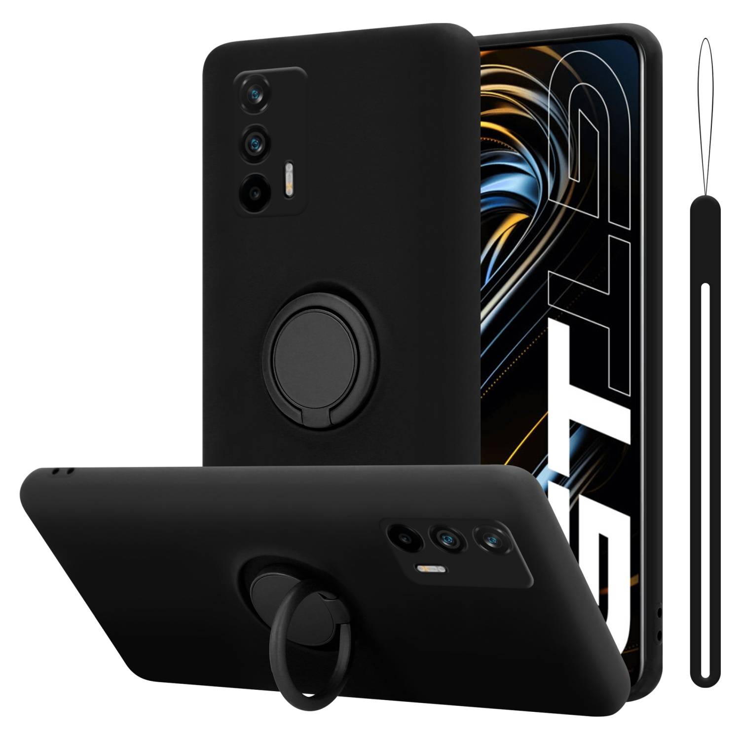 Cadorabo Hülle für Realme GT / GT Neo 2T / Q3 PRO Schutz Hülle in Schwarz Handyhülle TPU Etui Case Cover