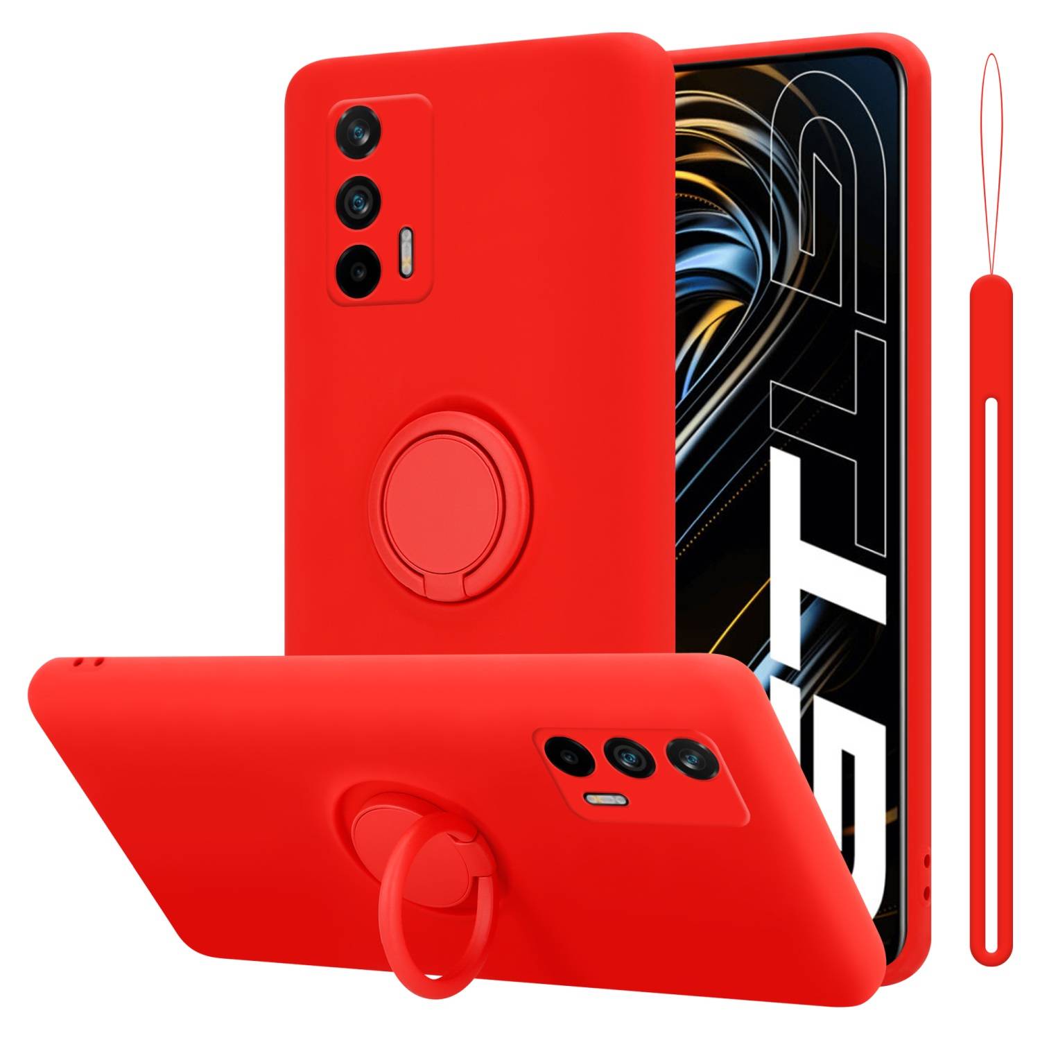 Cadorabo Hülle für Realme GT / GT Neo 2T / Q3 PRO Schutz Hülle in Rot Handyhülle TPU Etui Case Cover