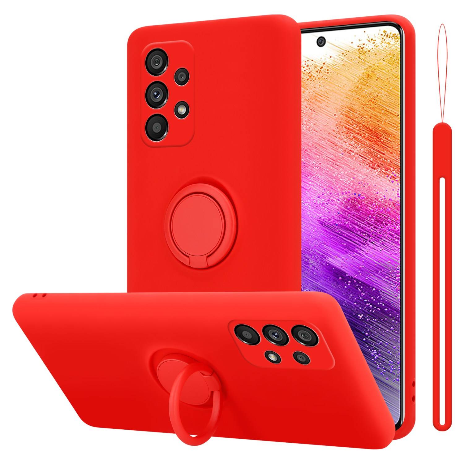 Cadorabo Hülle für Samsung Galaxy A73 5G Schutz Hülle in Rot Handyhülle TPU Etui Case Cover