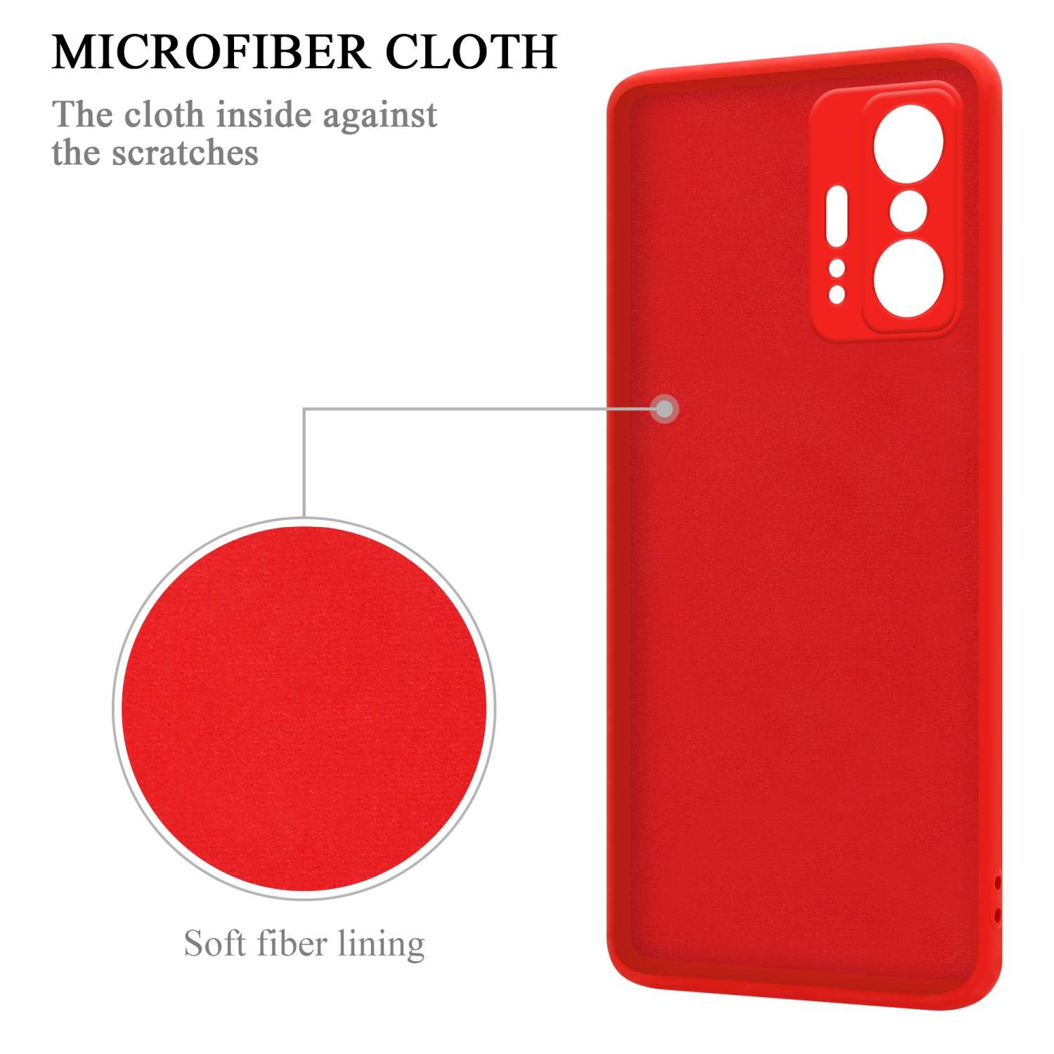 Cadorabo Hülle für Xiaomi 11T / 11T PRO Schutz Hülle in Rot Handyhülle TPU Etui Case Cover