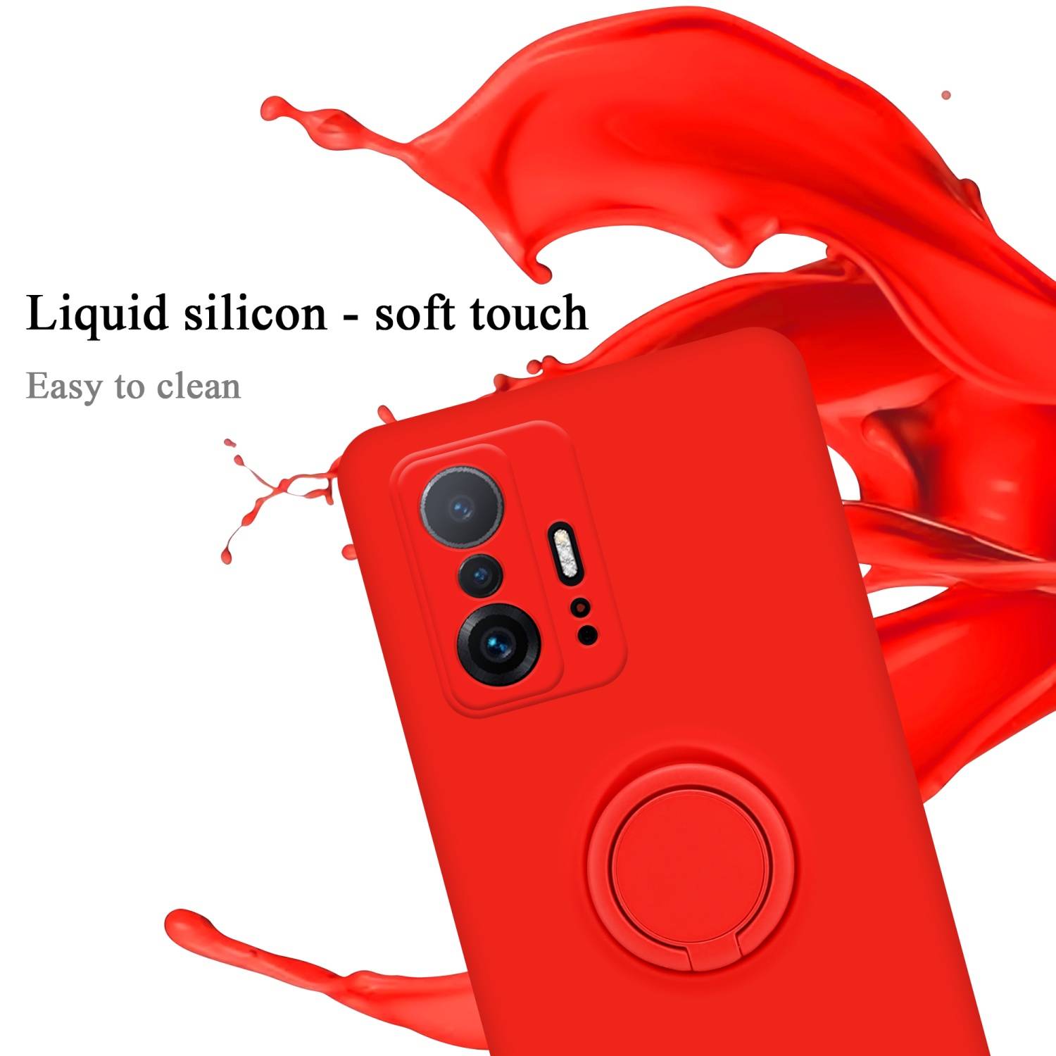 Cadorabo Hülle für Xiaomi 11T / 11T PRO Schutz Hülle in Rot Handyhülle TPU Etui Case Cover