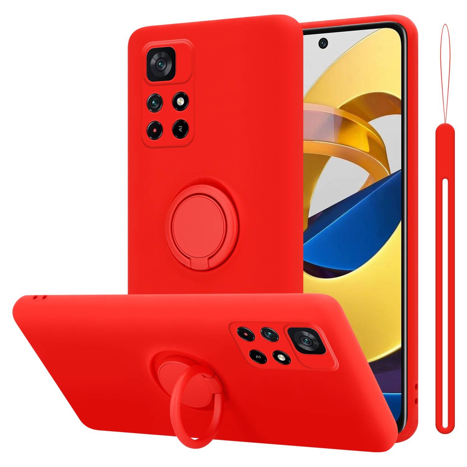 Cadorabo Hülle für Xiaomi POCO M4 PRO 5G Schutz Hülle in Rot Handyhülle TPU Etui Case Cover