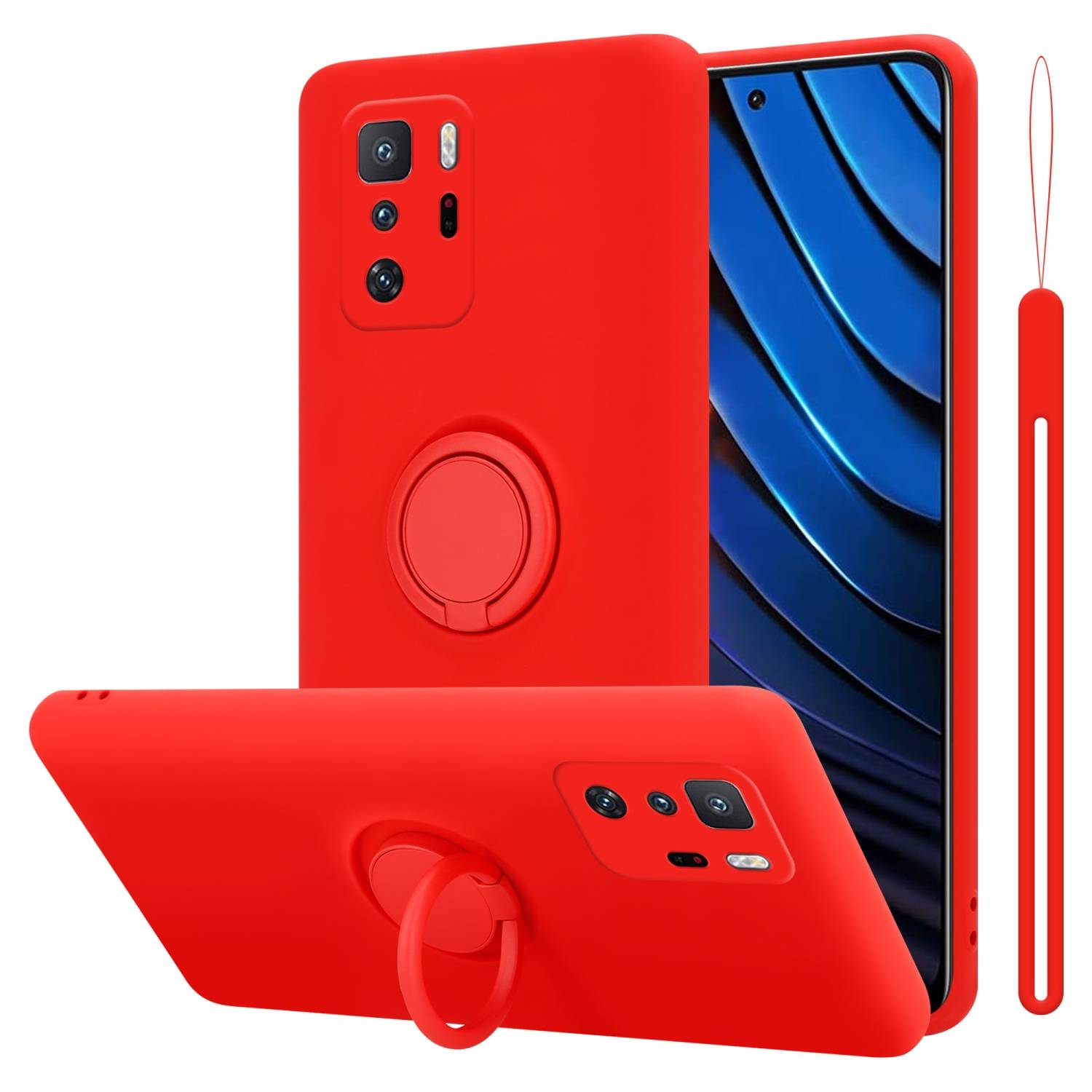 Cadorabo Hülle für Xiaomi POCO X3 GT Schutz Hülle in Rot Handyhülle TPU Etui Case Cover