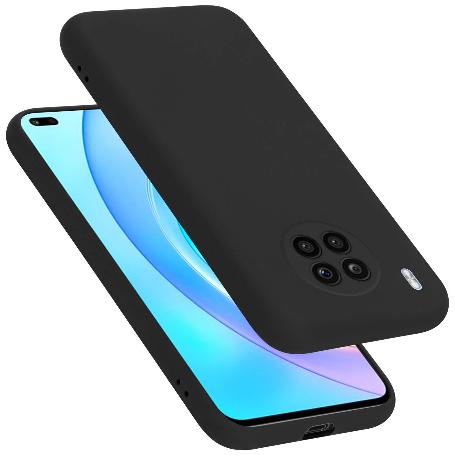 Cadorabo Schutzhülle für Honor 50 LITE Hülle in Schwarz Handyhülle Case Cover TPU Etui