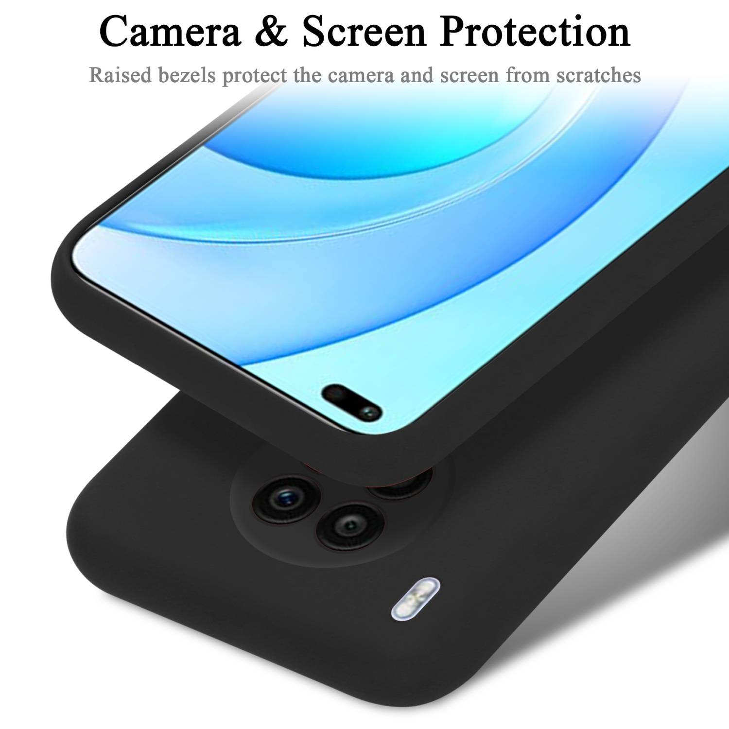 Cadorabo Schutzhülle für Honor 50 LITE Hülle in Schwarz Handyhülle Case Cover TPU Etui