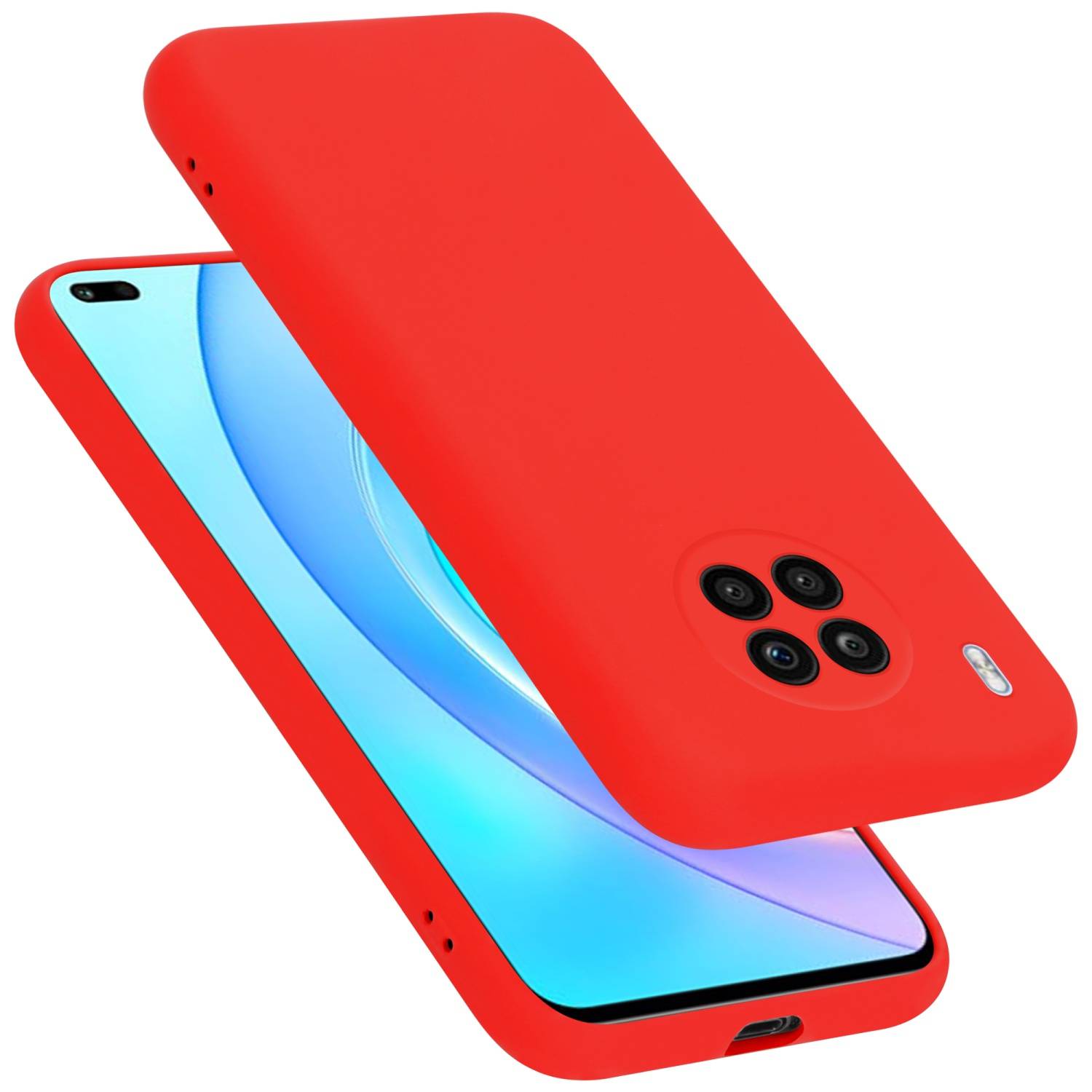 Cadorabo Schutzhülle für Honor 50 LITE Hülle in Rot Handyhülle Case Cover TPU Etui