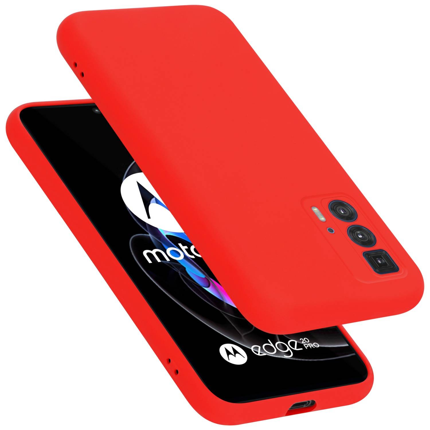 Cadorabo Schutzhülle für Motorola EDGE 20 PRO / EDGE S PRO Hülle in Rot Handyhülle Case Cover TPU Etui