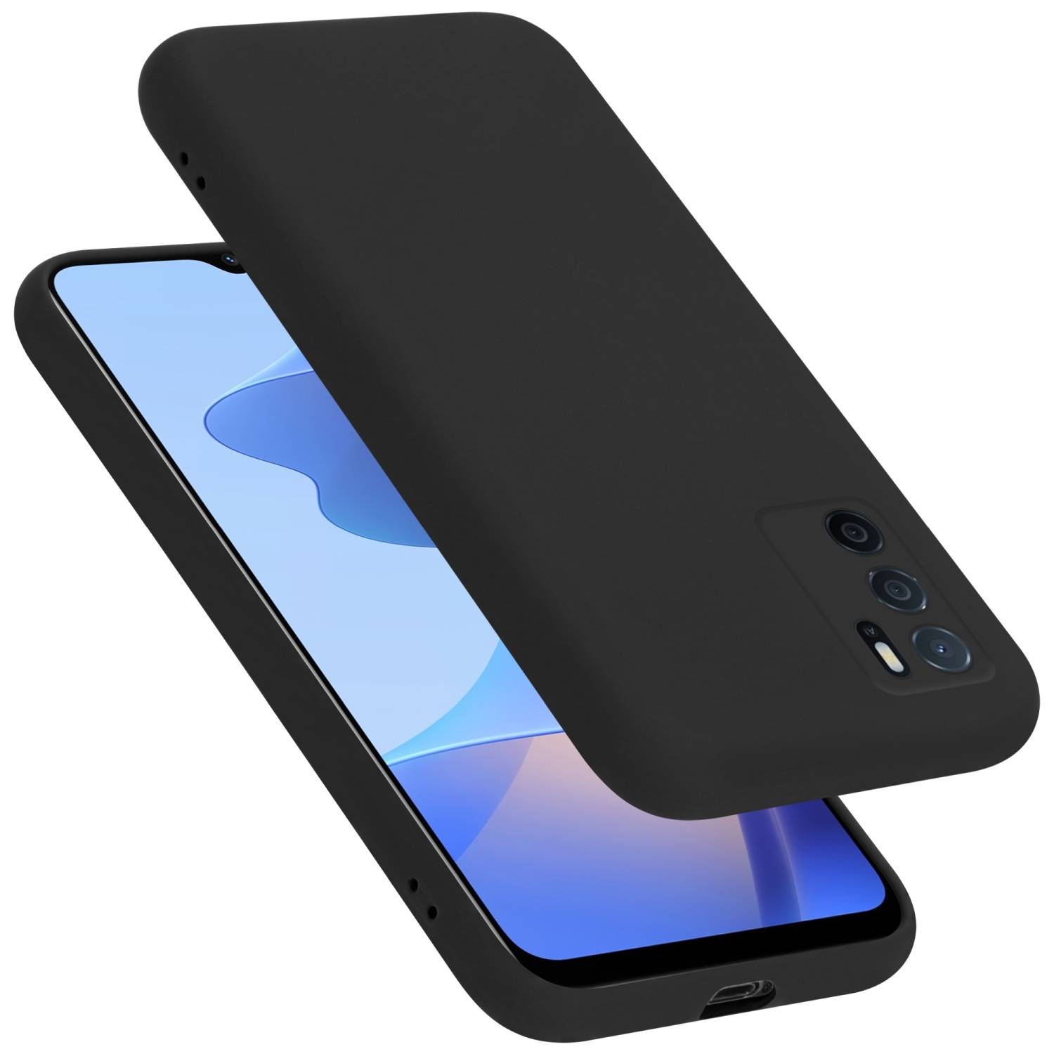 Cadorabo Schutzhülle für Oppo A16s / A54s Hülle in Schwarz Handyhülle Case Cover TPU Etui