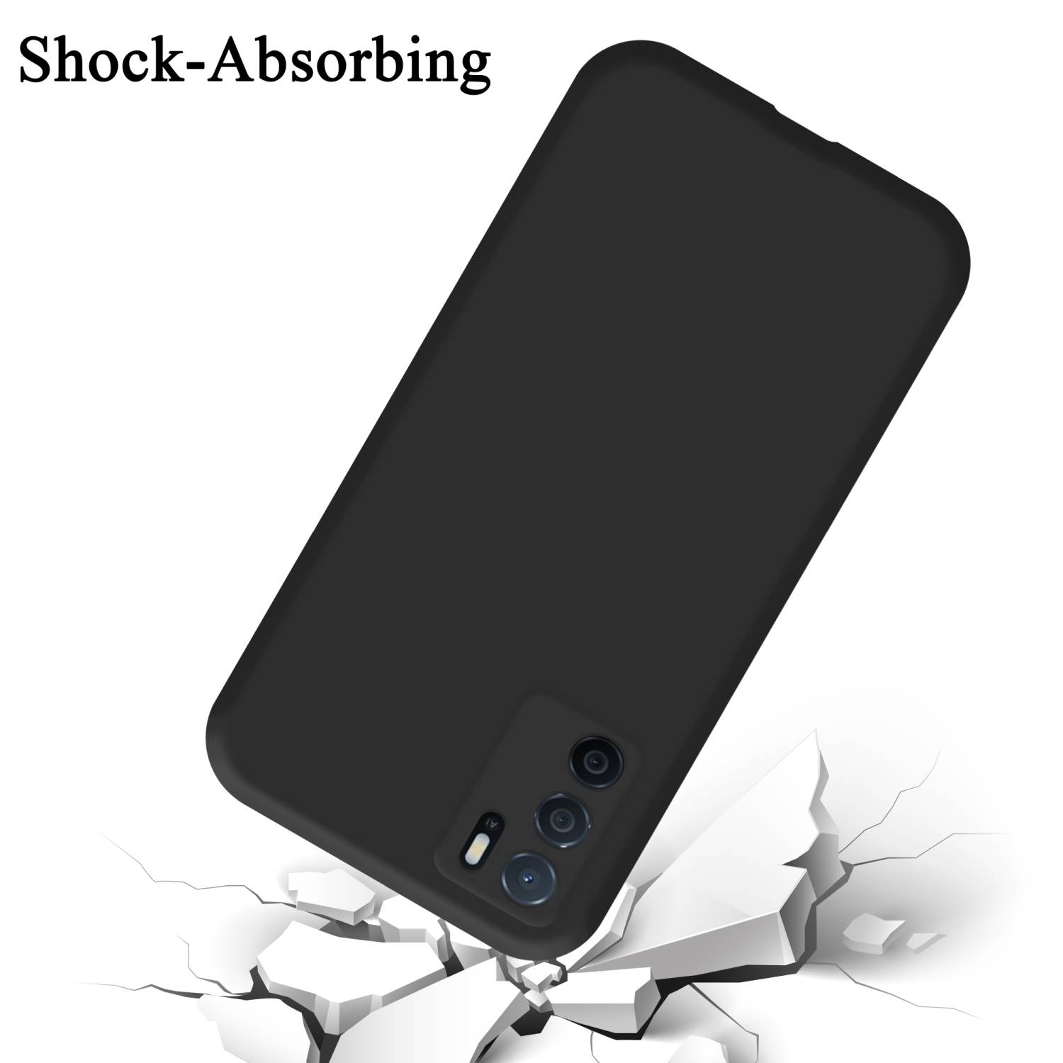 Cadorabo Schutzhülle für Oppo A16s / A54s Hülle in Schwarz Handyhülle Case Cover TPU Etui
