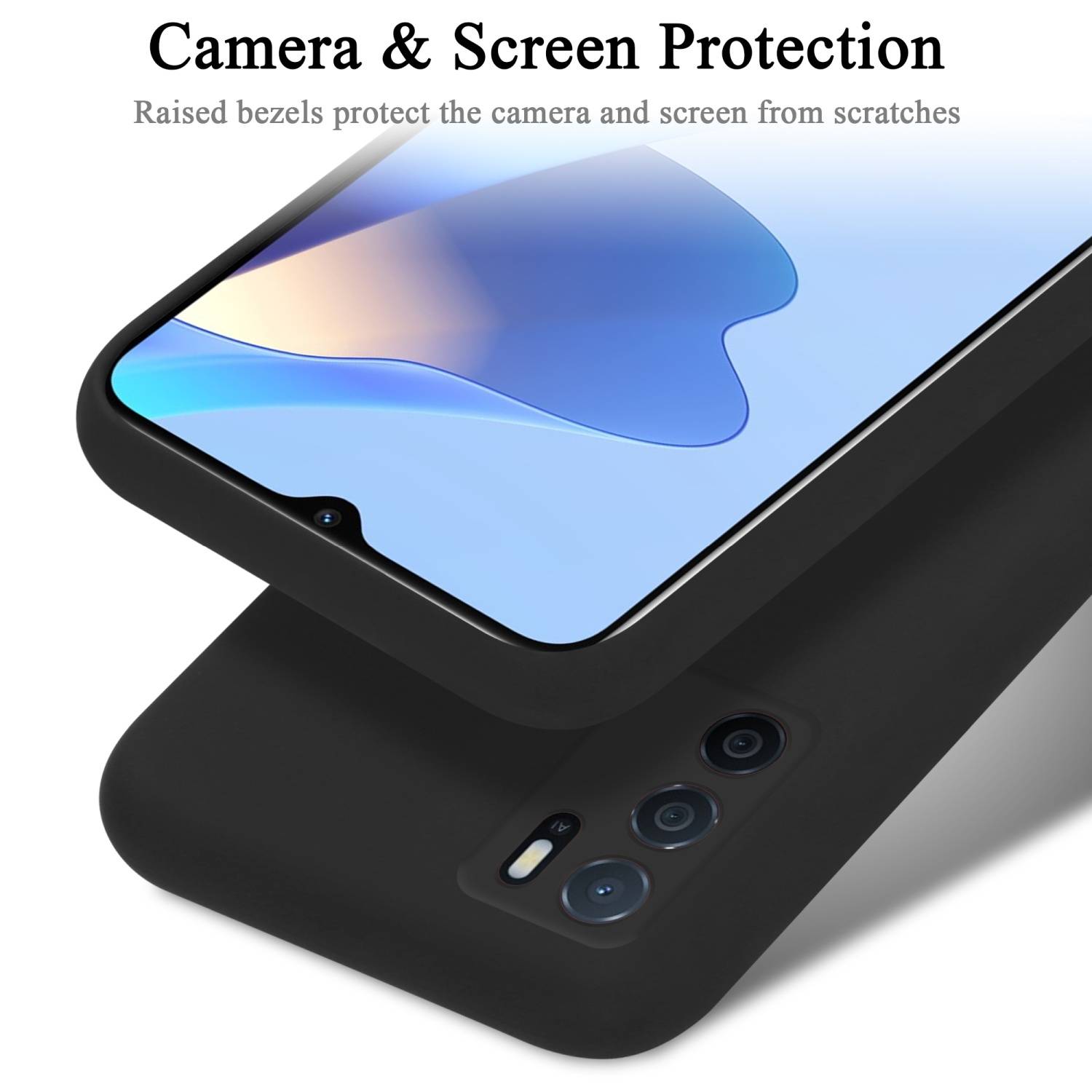 Cadorabo Schutzhülle für Oppo A16s / A54s Hülle in Schwarz Handyhülle Case Cover TPU Etui