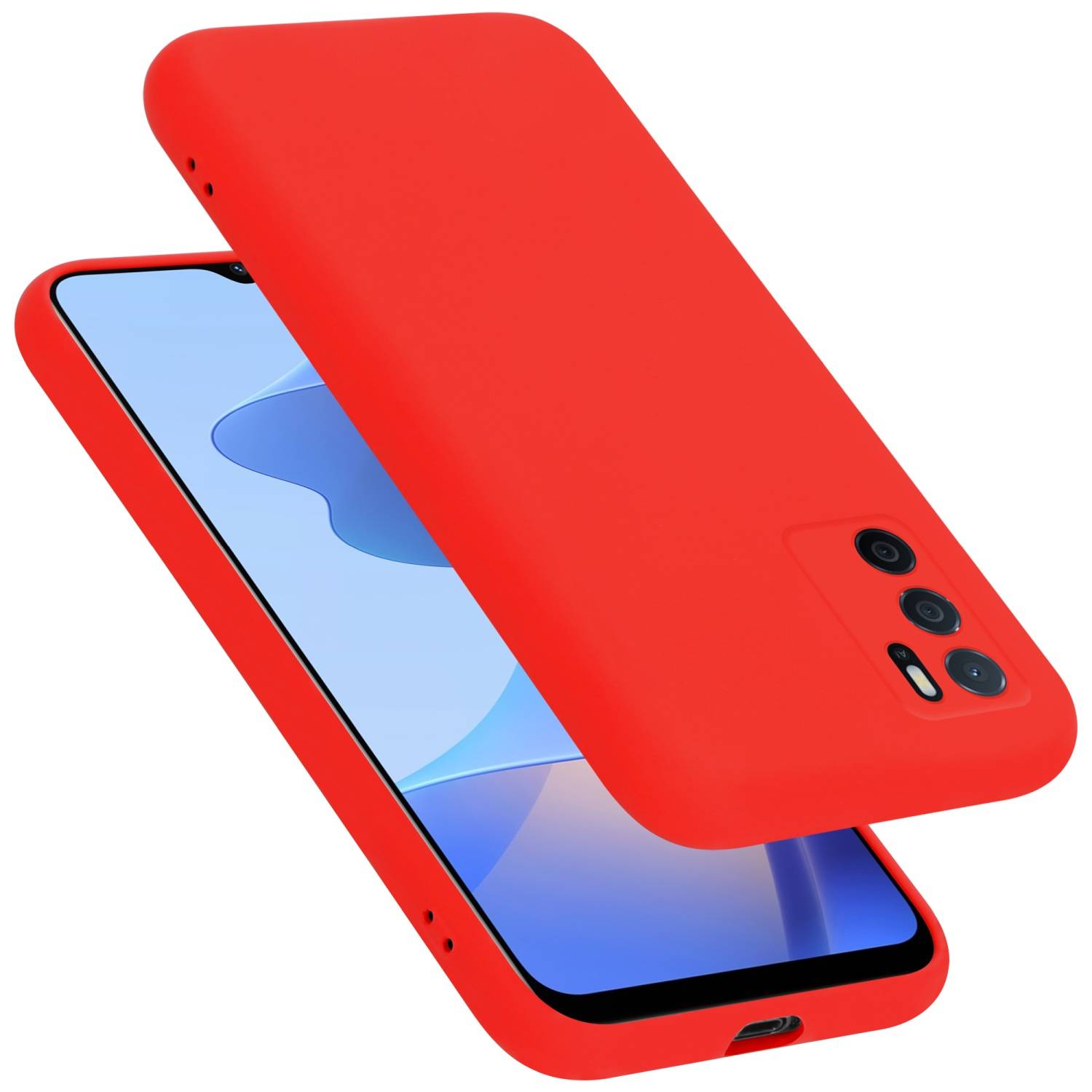 Cadorabo Schutzhülle für Oppo A16s / A54s Hülle in Rot Handyhülle Case Cover TPU Etui