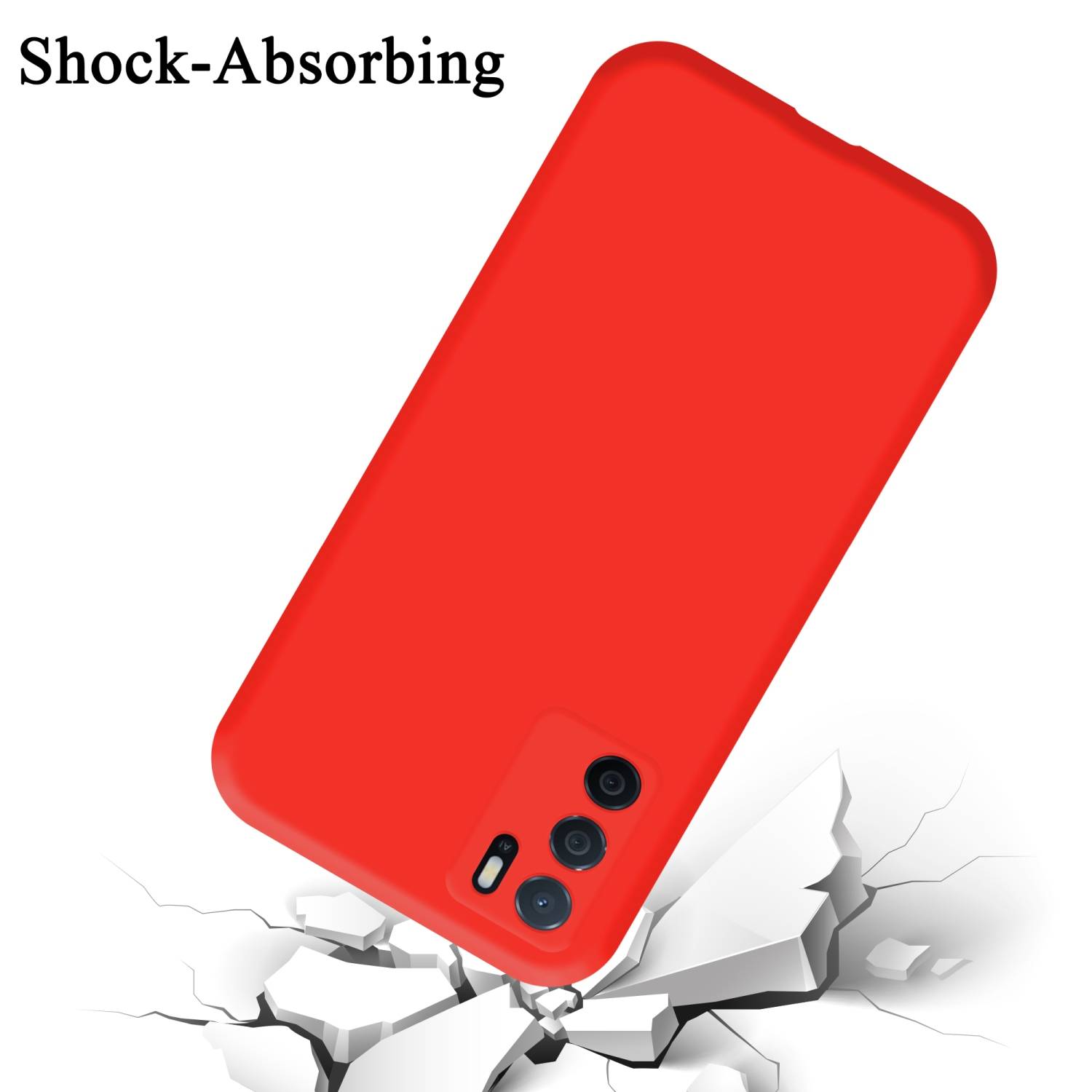 Cadorabo Schutzhülle für Oppo A16s / A54s Hülle in Rot Handyhülle Case Cover TPU Etui
