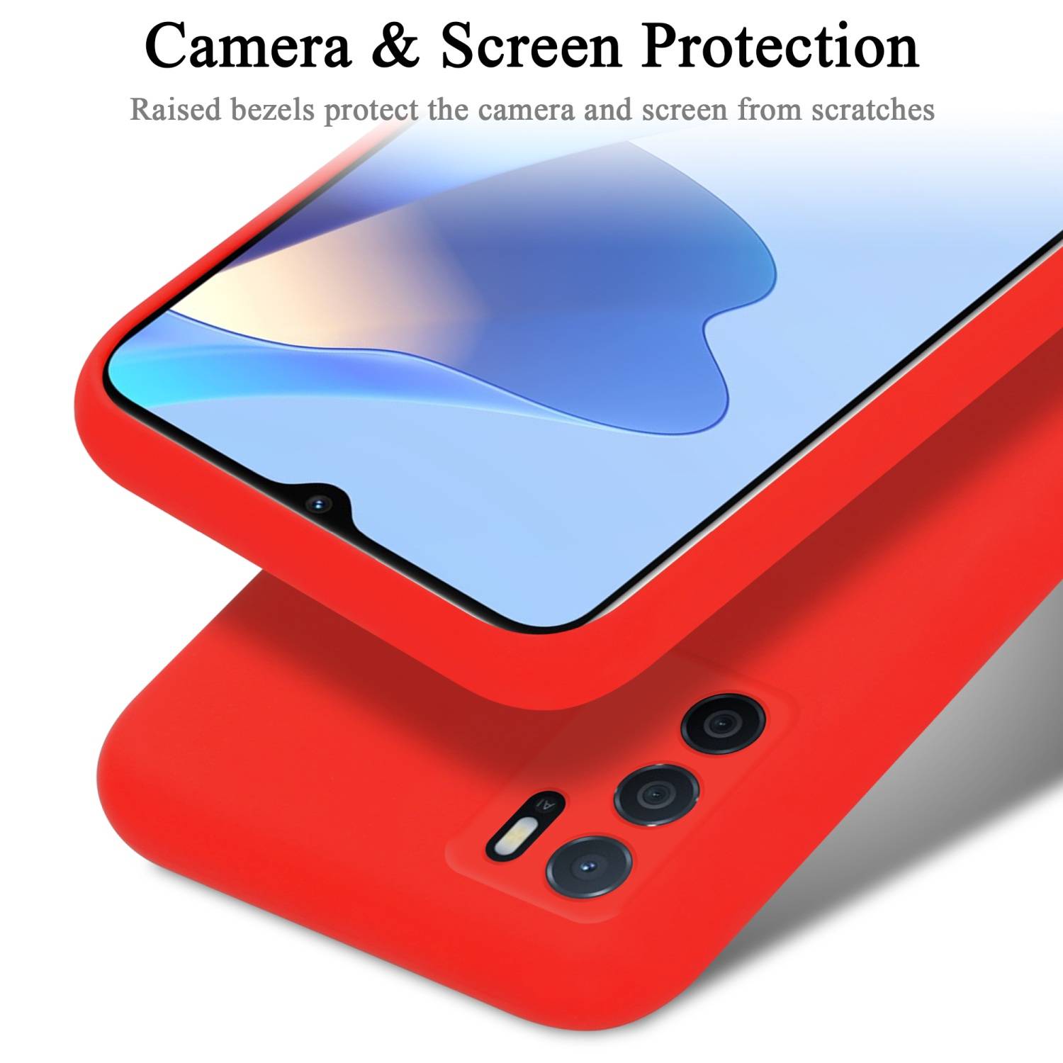 Cadorabo Schutzhülle für Oppo A16s / A54s Hülle in Rot Handyhülle Case Cover TPU Etui