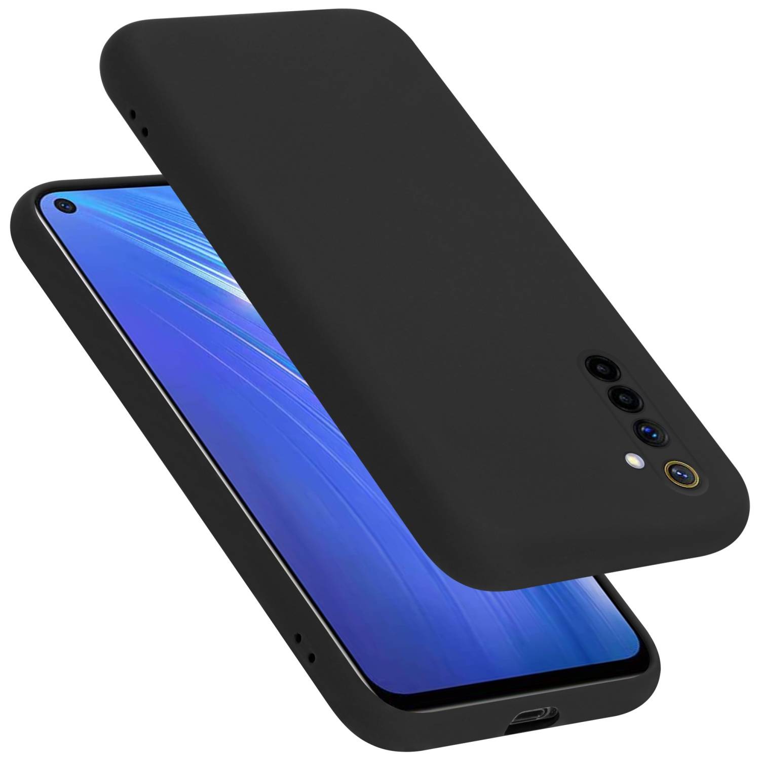 Cadorabo Schutzhülle für Realme 6 4G / 6s Hülle in Schwarz Handyhülle Case Cover TPU Etui