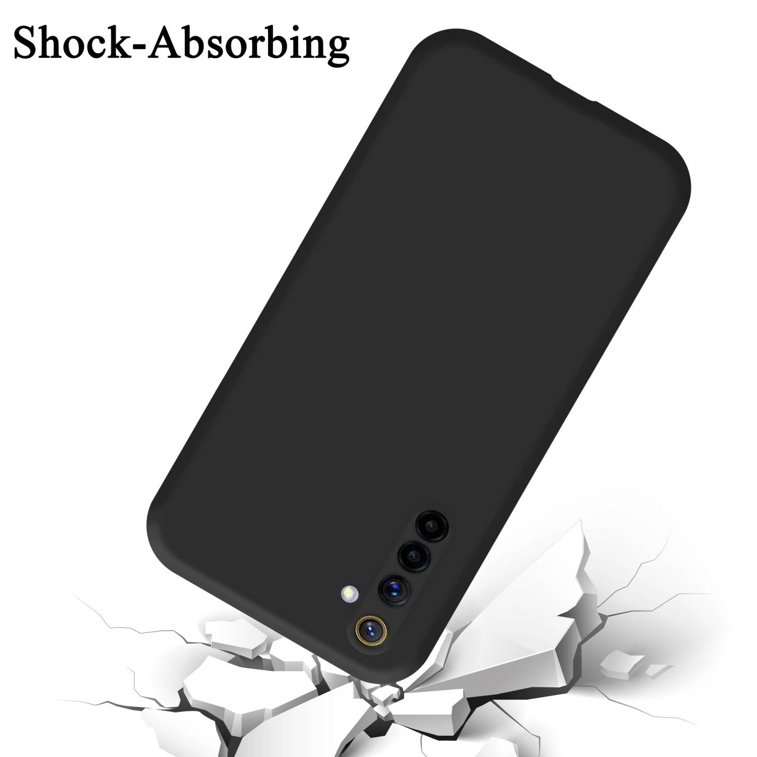 Cadorabo Schutzhülle für Realme 6 4G / 6s Hülle in Schwarz Handyhülle Case Cover TPU Etui