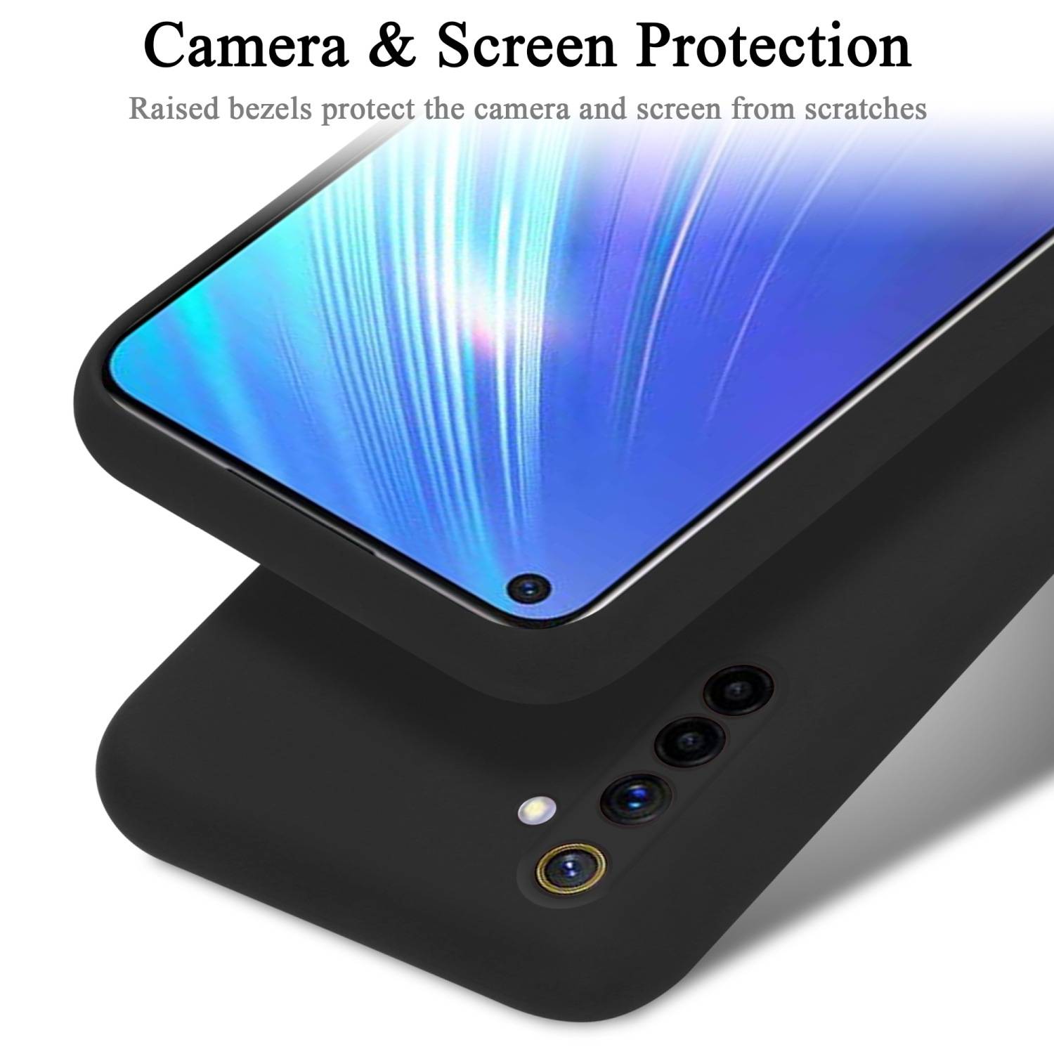 Cadorabo Schutzhülle für Realme 6 4G / 6s Hülle in Schwarz Handyhülle Case Cover TPU Etui