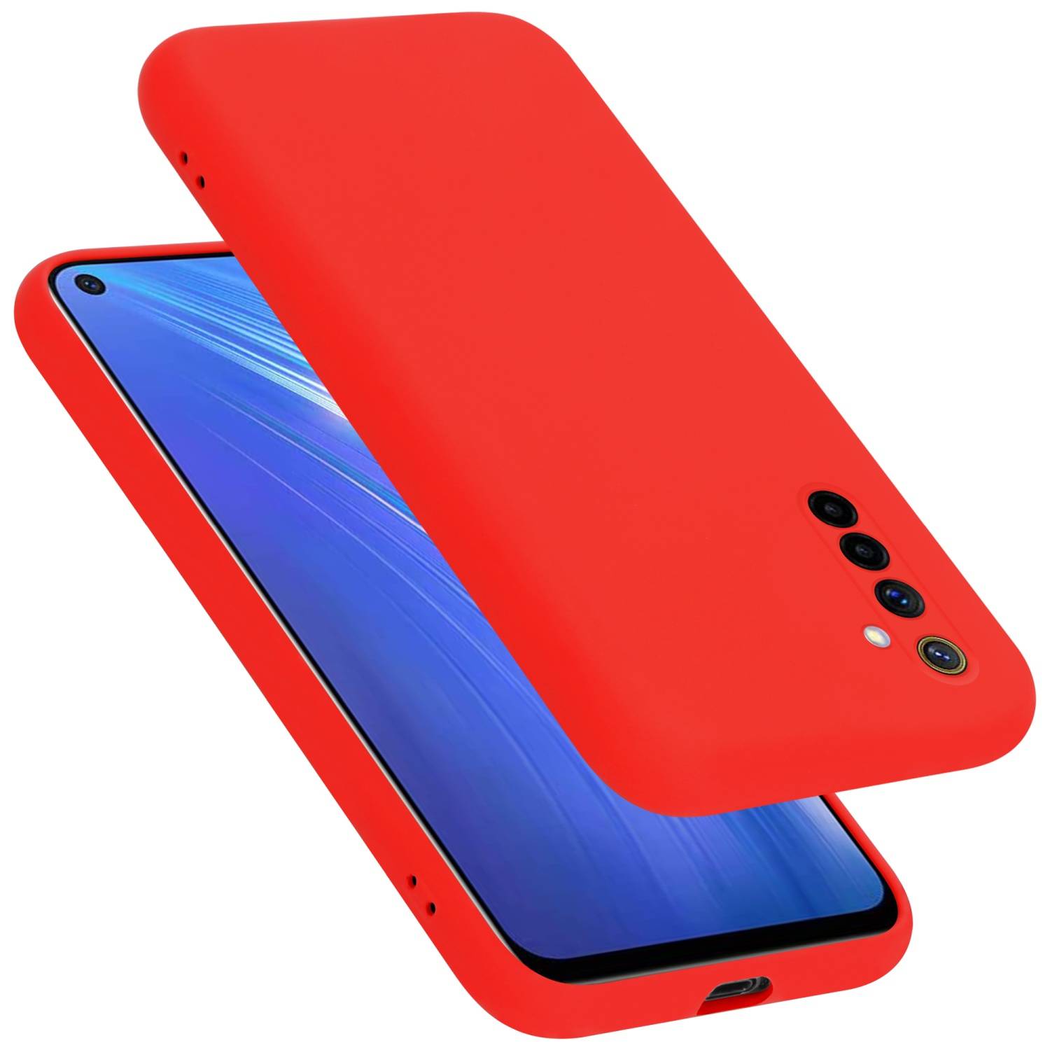 Cadorabo Schutzhülle für Realme 6 4G / 6s Hülle in Rot Handyhülle Case Cover TPU Etui
