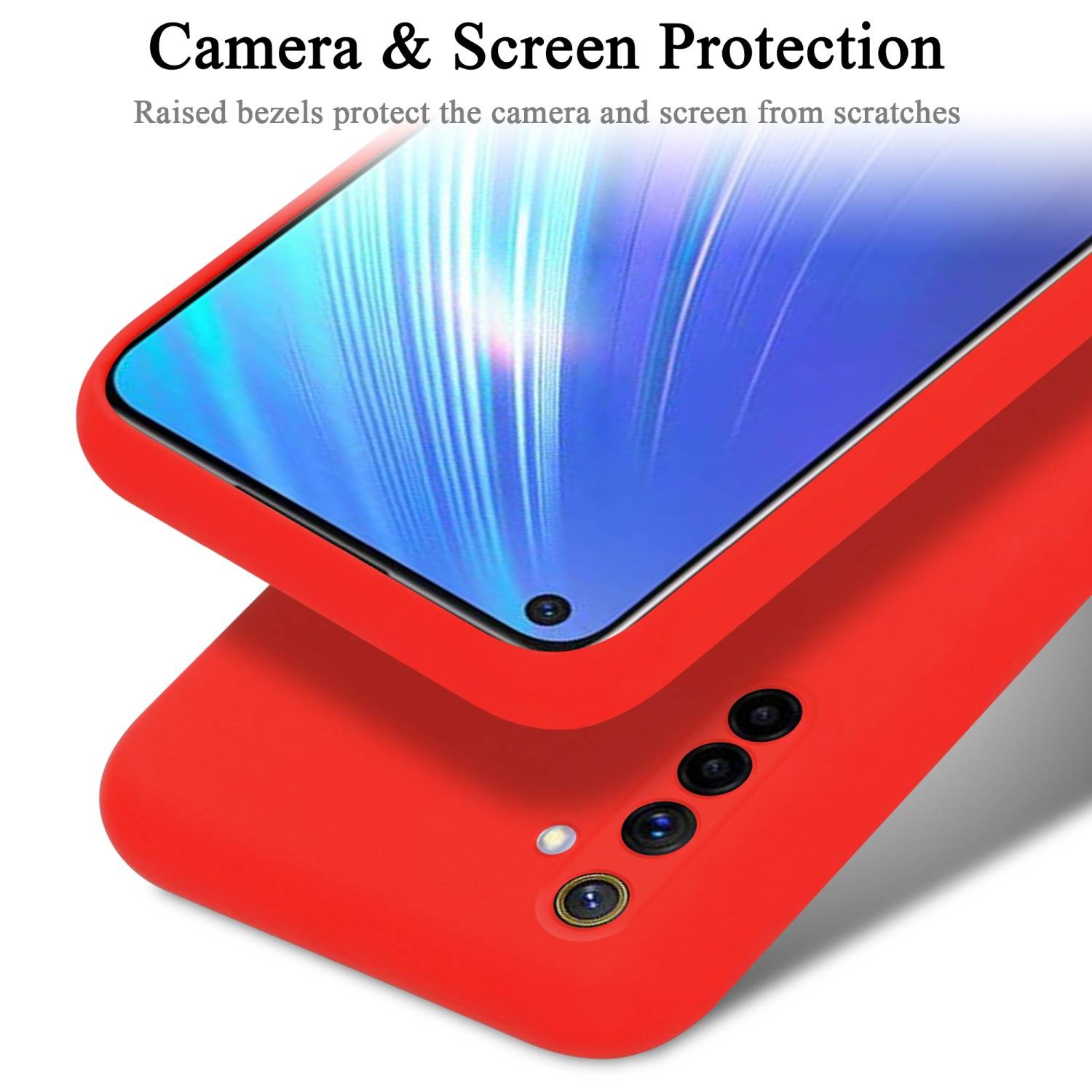 Cadorabo Schutzhülle für Realme 6 4G / 6s Hülle in Rot Handyhülle Case Cover TPU Etui