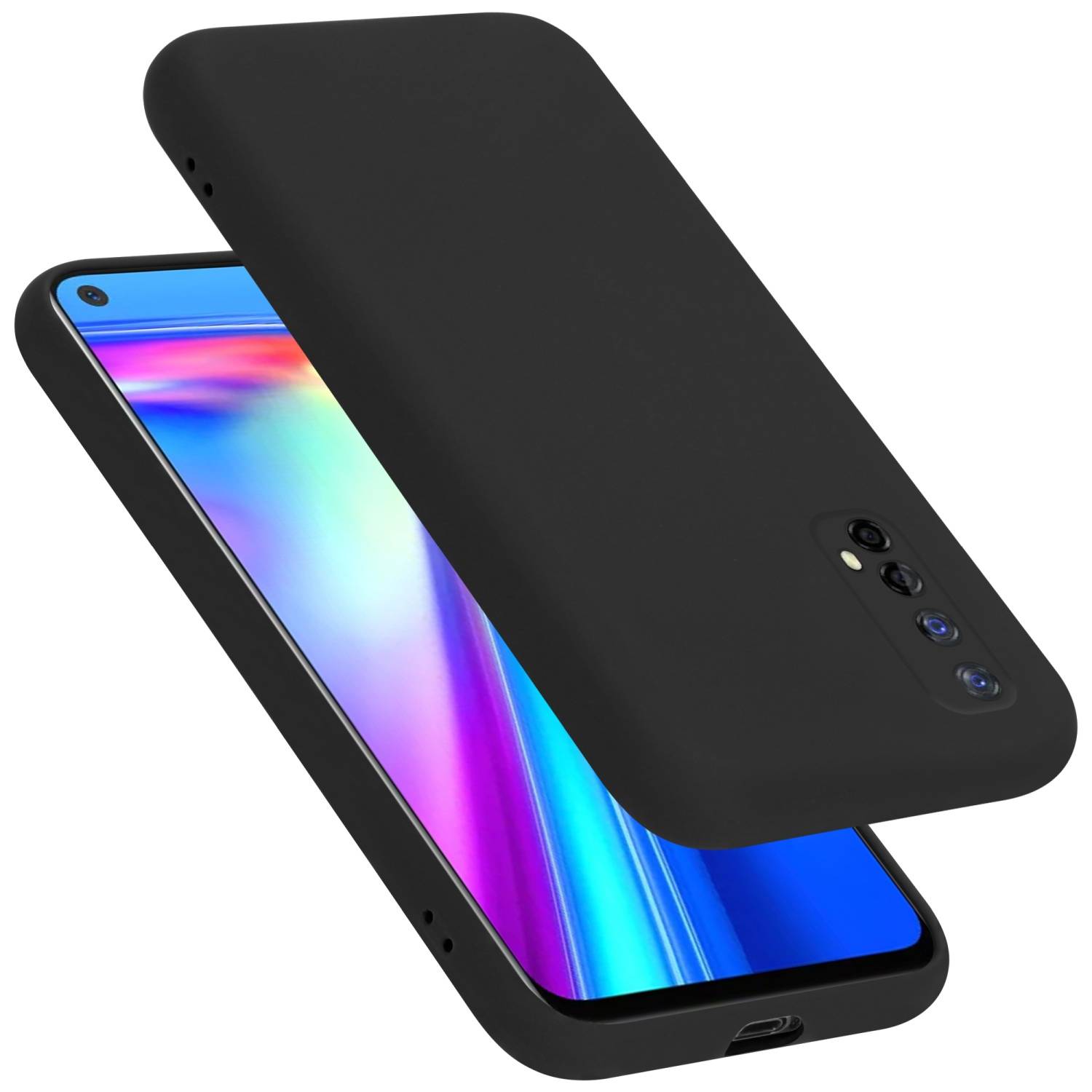 Cadorabo Schutzhülle für Realme 7 5G Hülle in Schwarz Handyhülle Case Cover TPU Etui