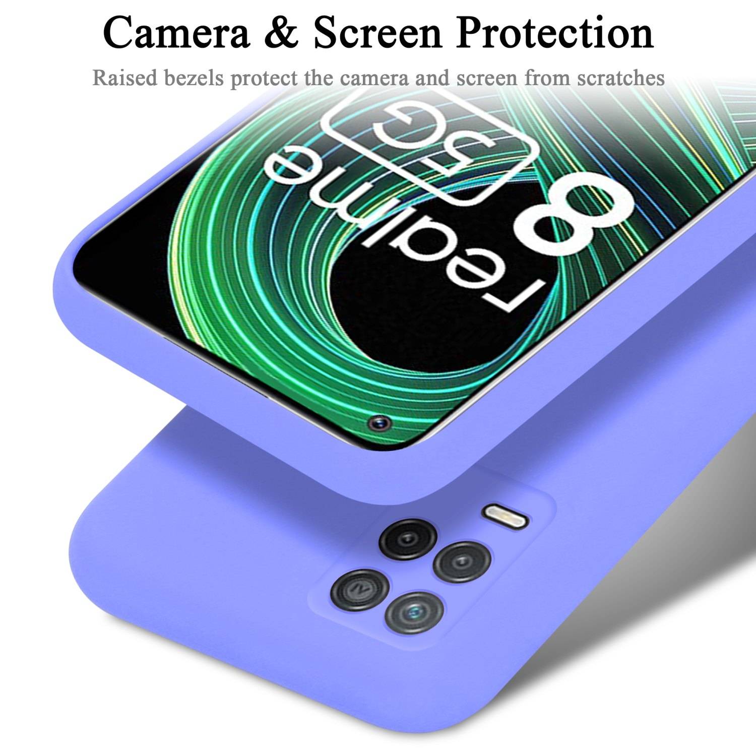 Cadorabo Schutzhülle für Realme 8 5G / V13 / Q3 / Q3i / Narzo 30 5G Hülle in Lila Handyhülle Case Cover TPU Etui