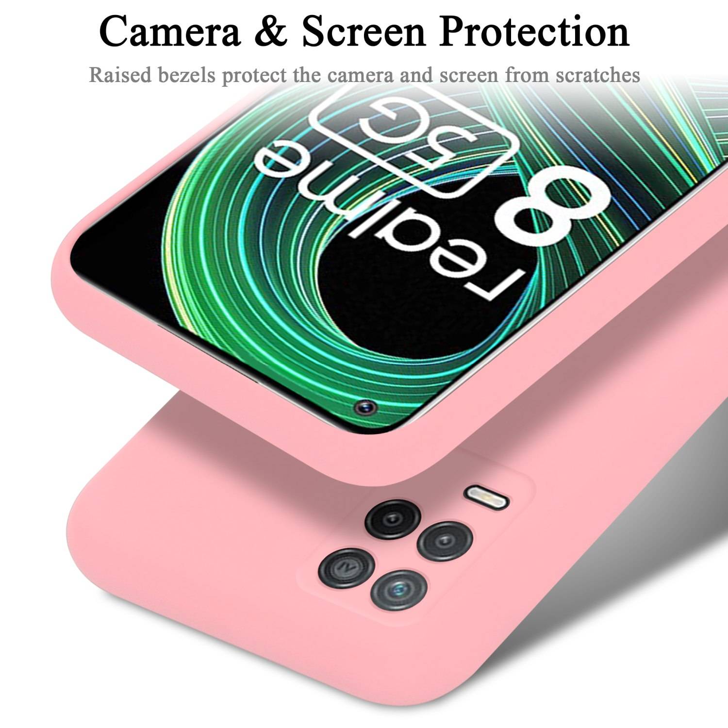 Cadorabo Schutzhülle für Realme 8 5G / V13 / Q3 / Q3i / Narzo 30 5G Hülle in Rosa Handyhülle Case Cover TPU Etui