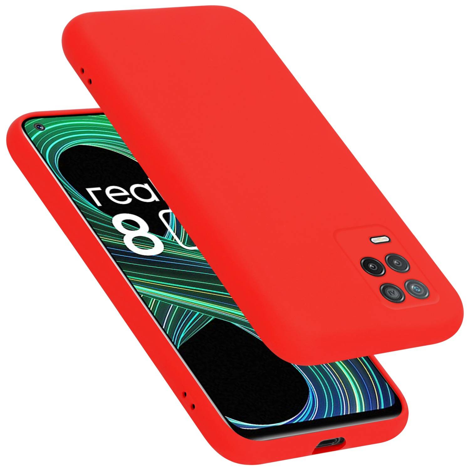 Cadorabo Schutzhülle für Realme 8 5G / V13 / Q3 / Q3i / Narzo 30 5G Hülle in Rot Handyhülle Case Cover TPU Etui