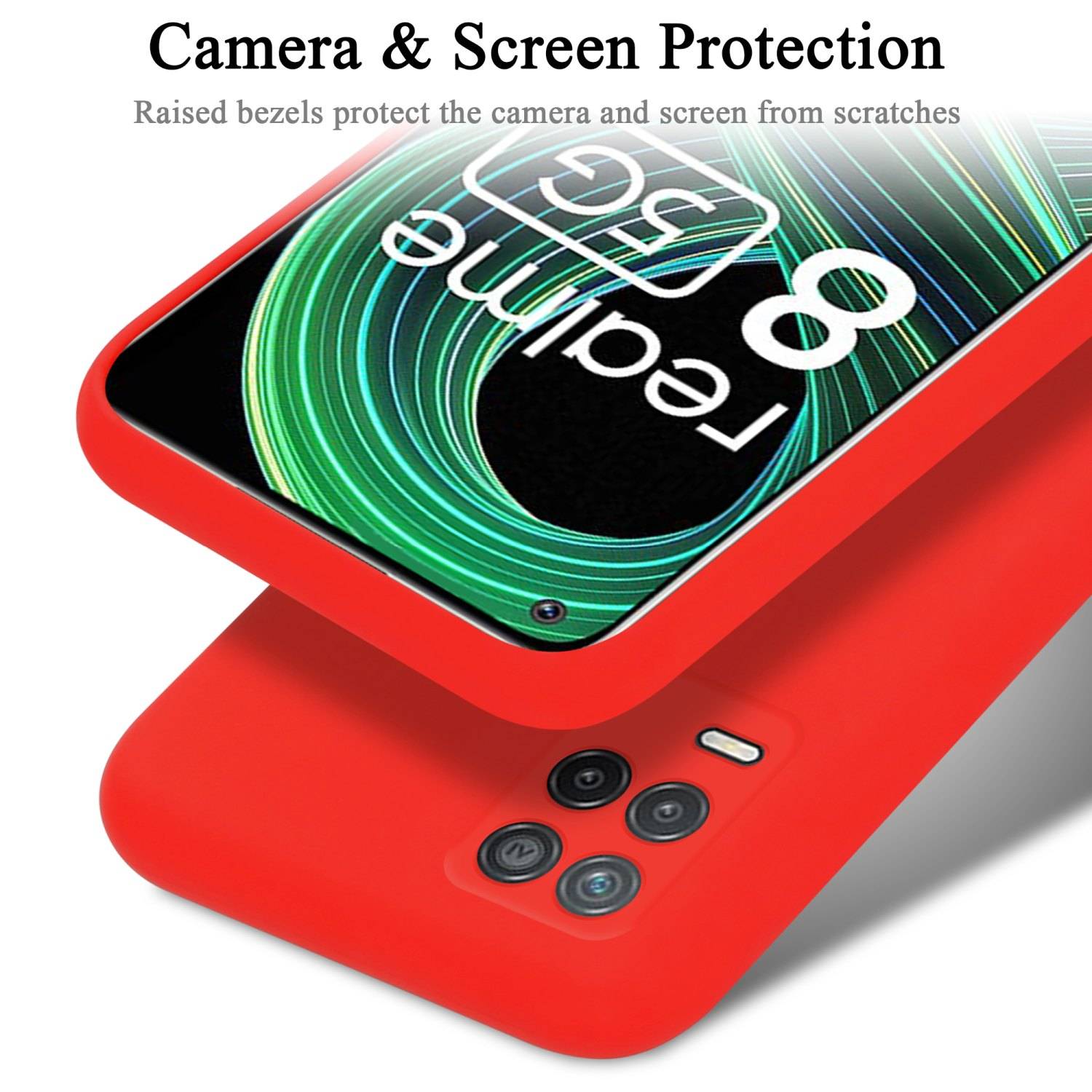 Cadorabo Schutzhülle für Realme 8 5G / V13 / Q3 / Q3i / Narzo 30 5G Hülle in Rot Handyhülle Case Cover TPU Etui