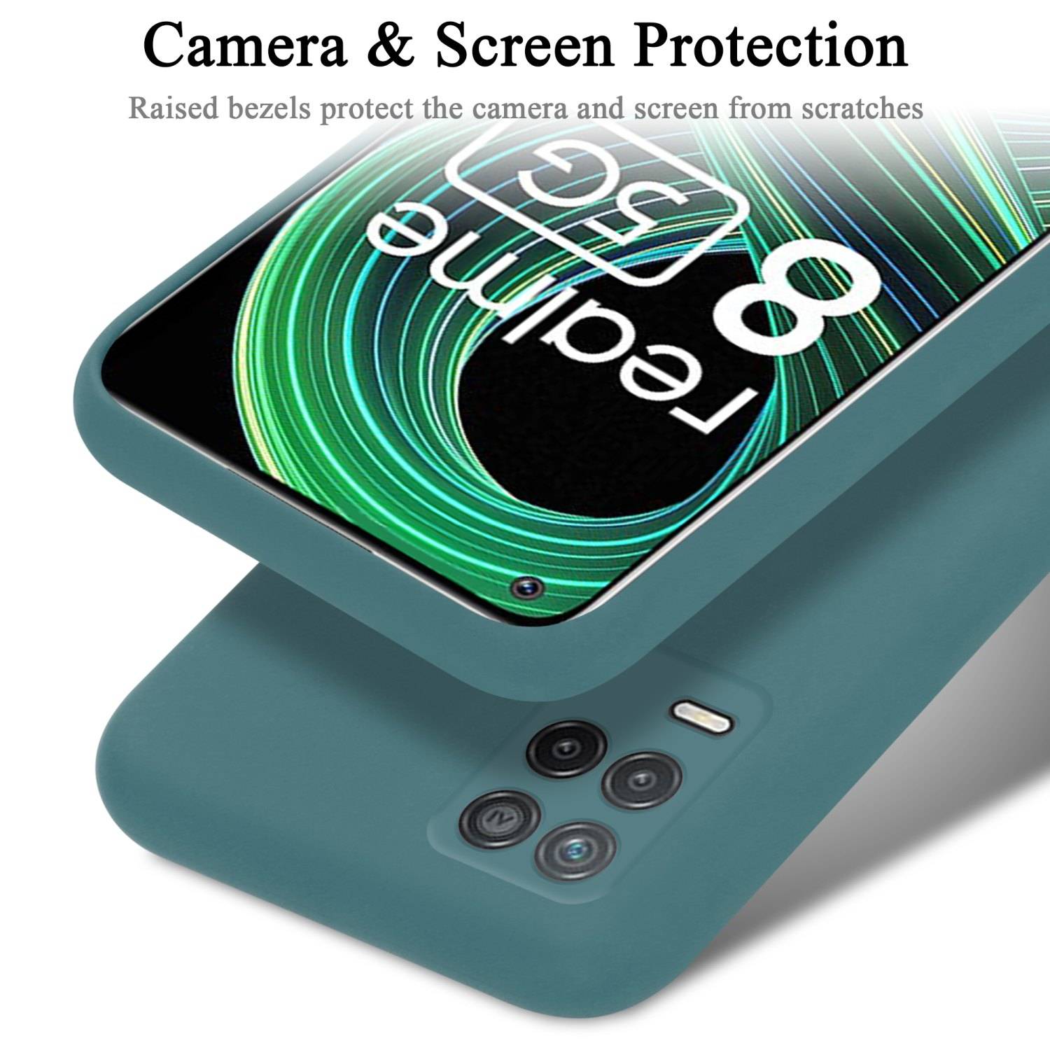 Cadorabo Schutzhülle für Realme 8 5G / V13 / Q3 / Q3i / Narzo 30 5G Hülle in Grün Handyhülle Case Cover TPU Etui
