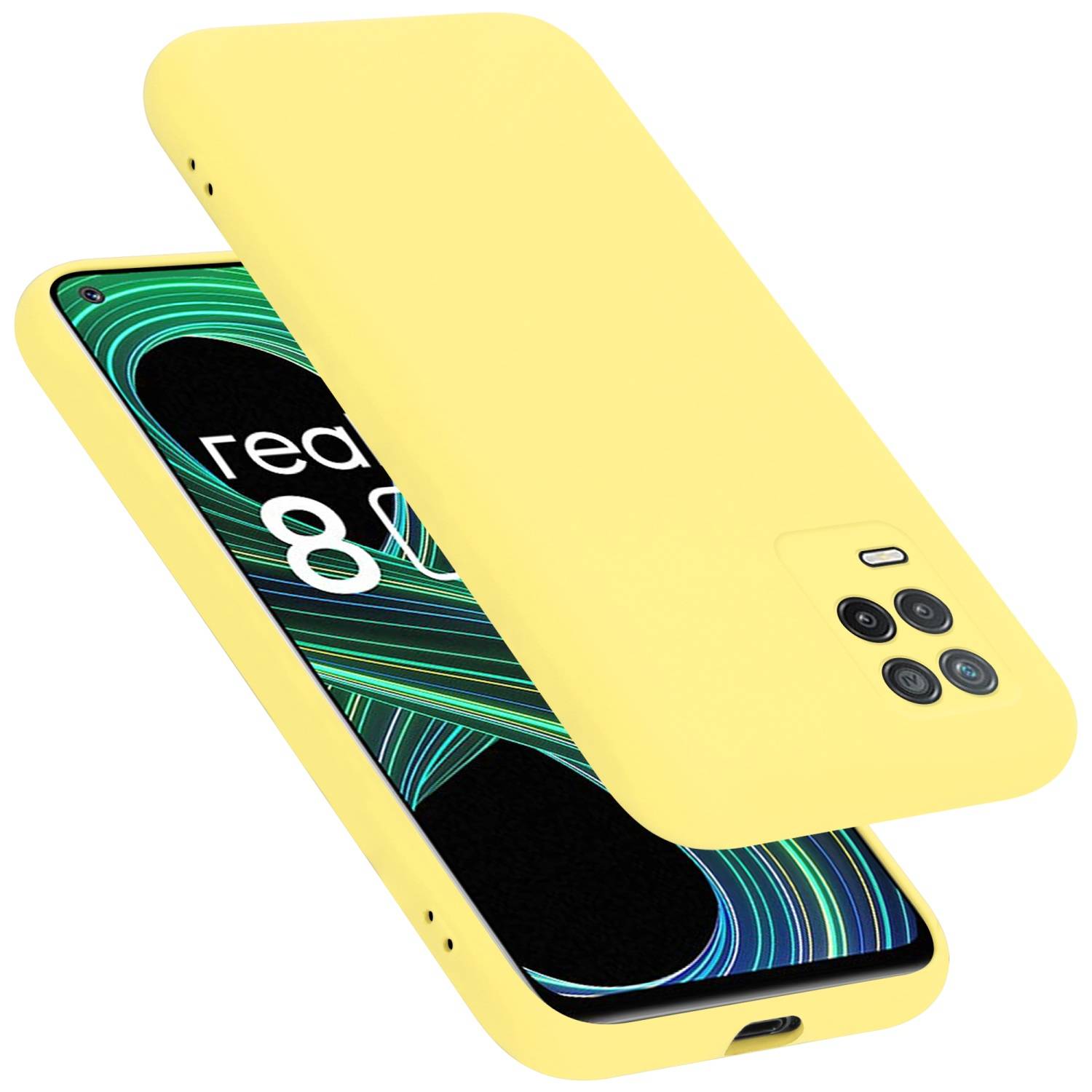 Cadorabo Schutzhülle für Realme 8 5G / V13 / Q3 / Q3i / Narzo 30 5G Hülle in Gelb Handyhülle Case Cover TPU Etui